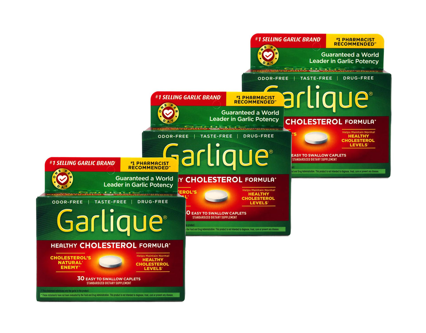Garlique Healthy Cholesterol Garlic Supplement Caplets 30 Count
