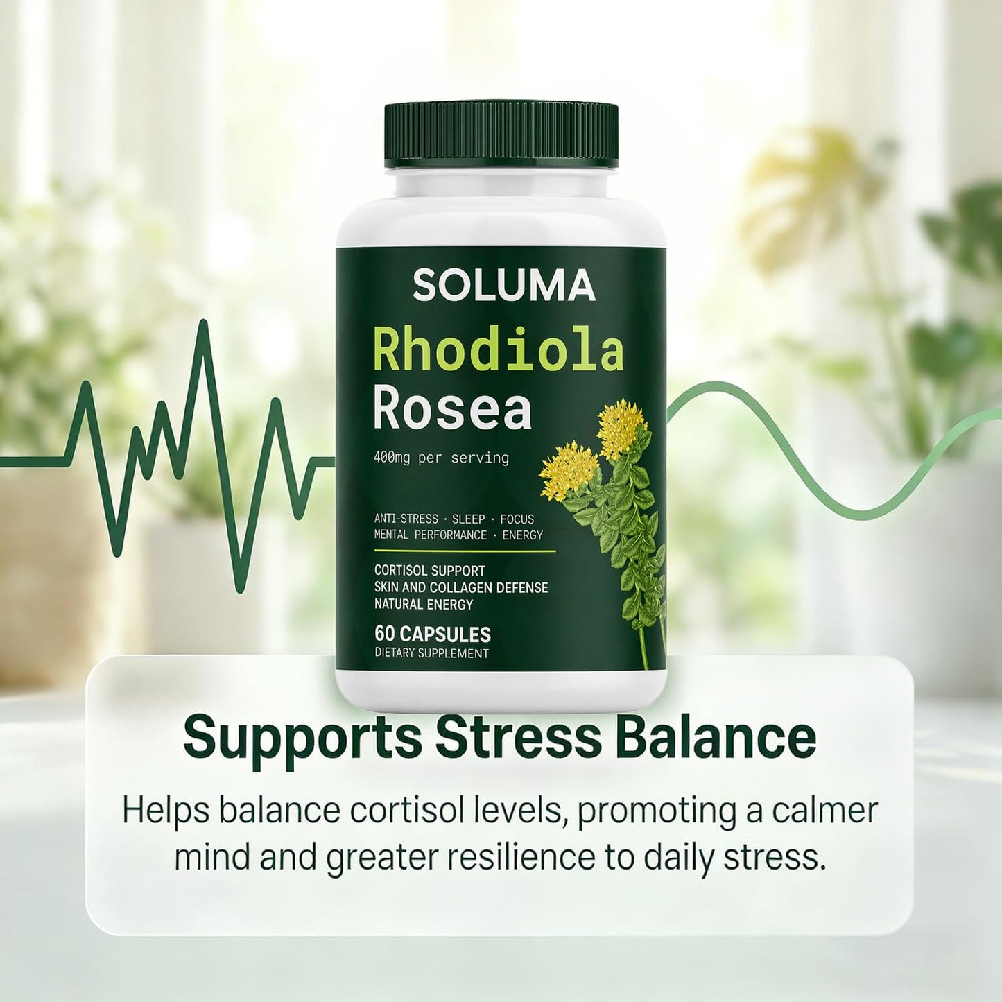 Luetomi Rhodiola Rosea Softgels, 400mg with Bioperine, Non-GMO, 60 Capsules