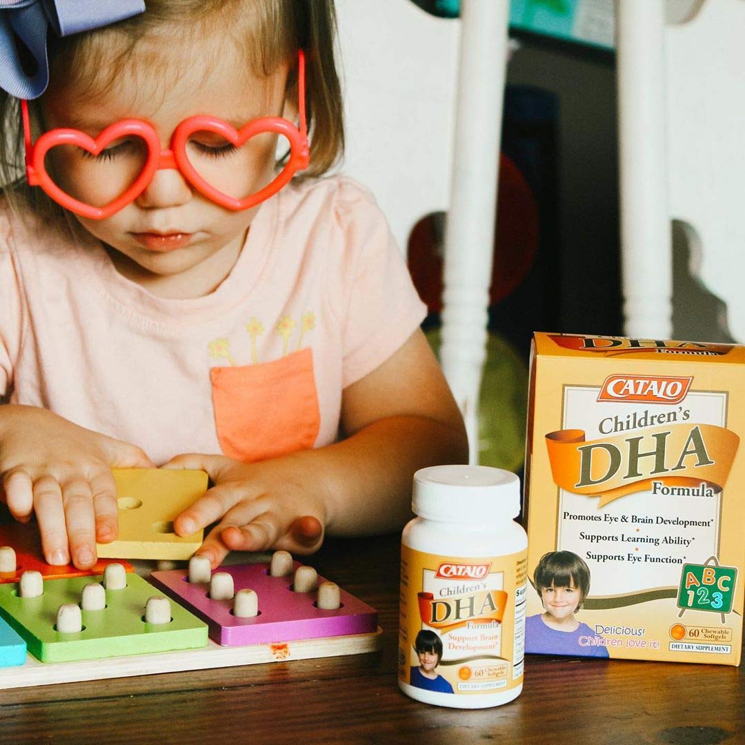 CATALO Children’s DHA Formula – Chewable Softgels with Fish Oil for Kids, 200mg DHA per Serving, Orange Flavor, 60 Softgels