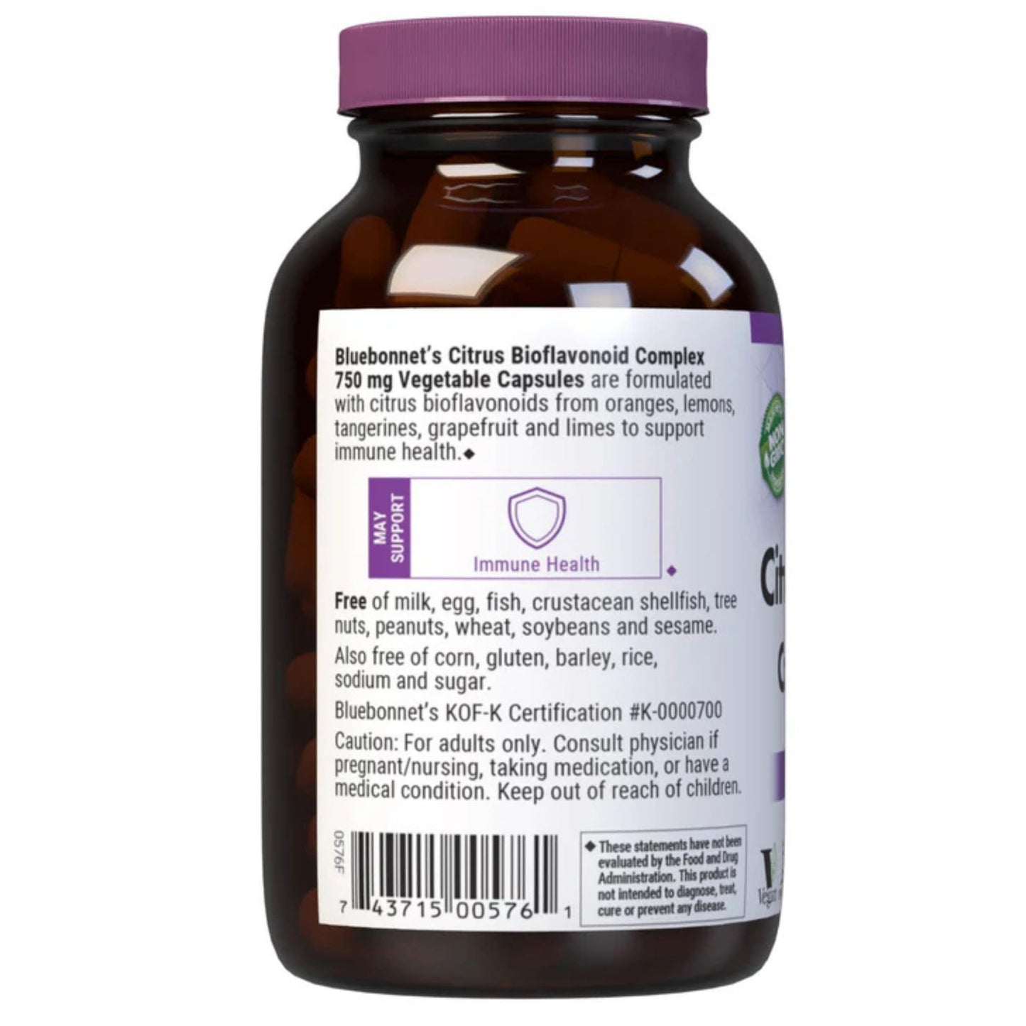 BlueBonnet Citrus Bioflavonoid Complex 750 mg Immune System Support - Hesperidin Citrus Bioflavonoids from Oranges Lemons Grapefruit & Limes, Non-GMO, Vegan, Gluten-Free, 90 Veggie Capsules