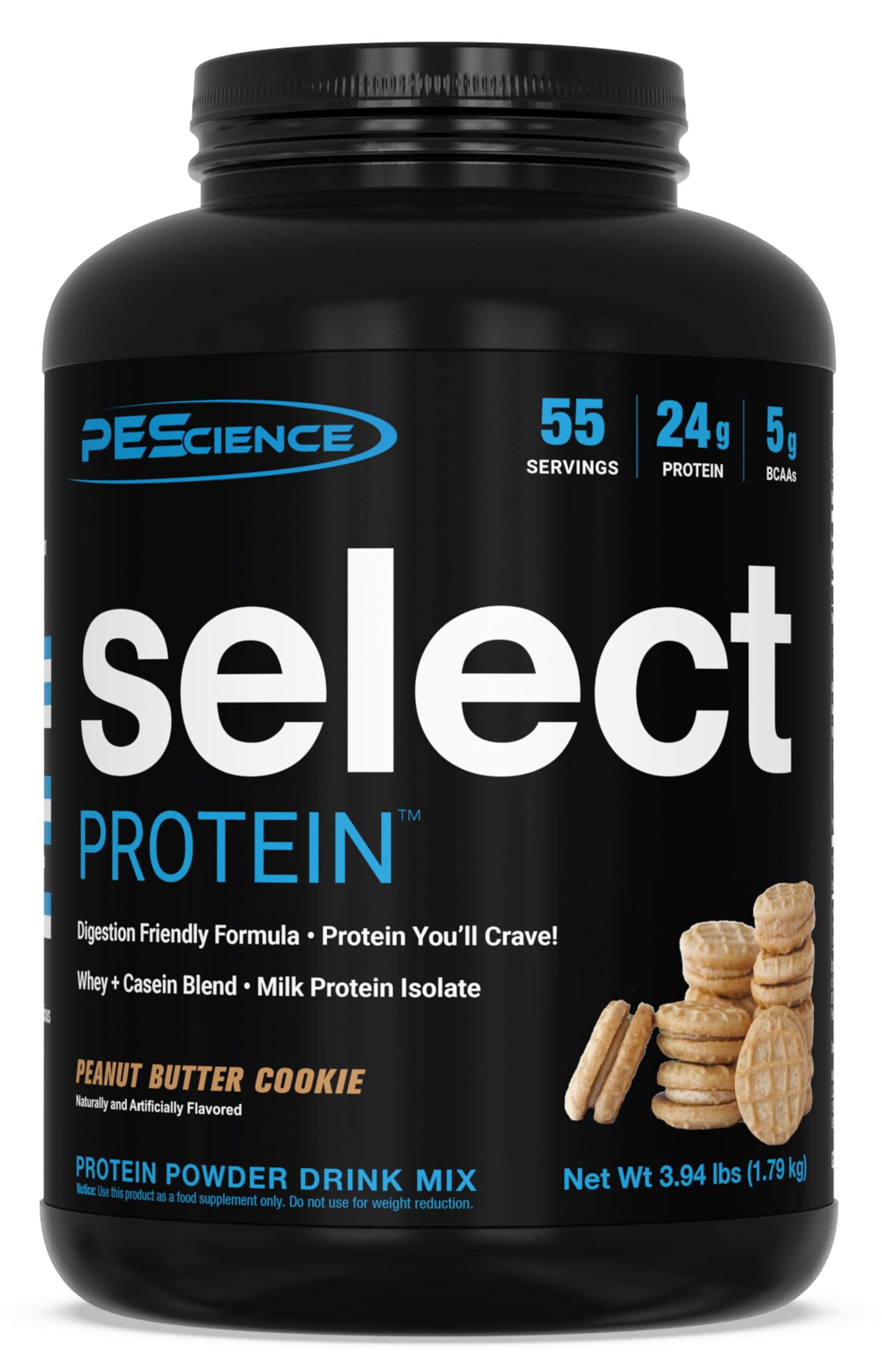 PEScience Select Protein Powder, Whey and Casein Blend, Peanut Butter Cookie, 55 Servings