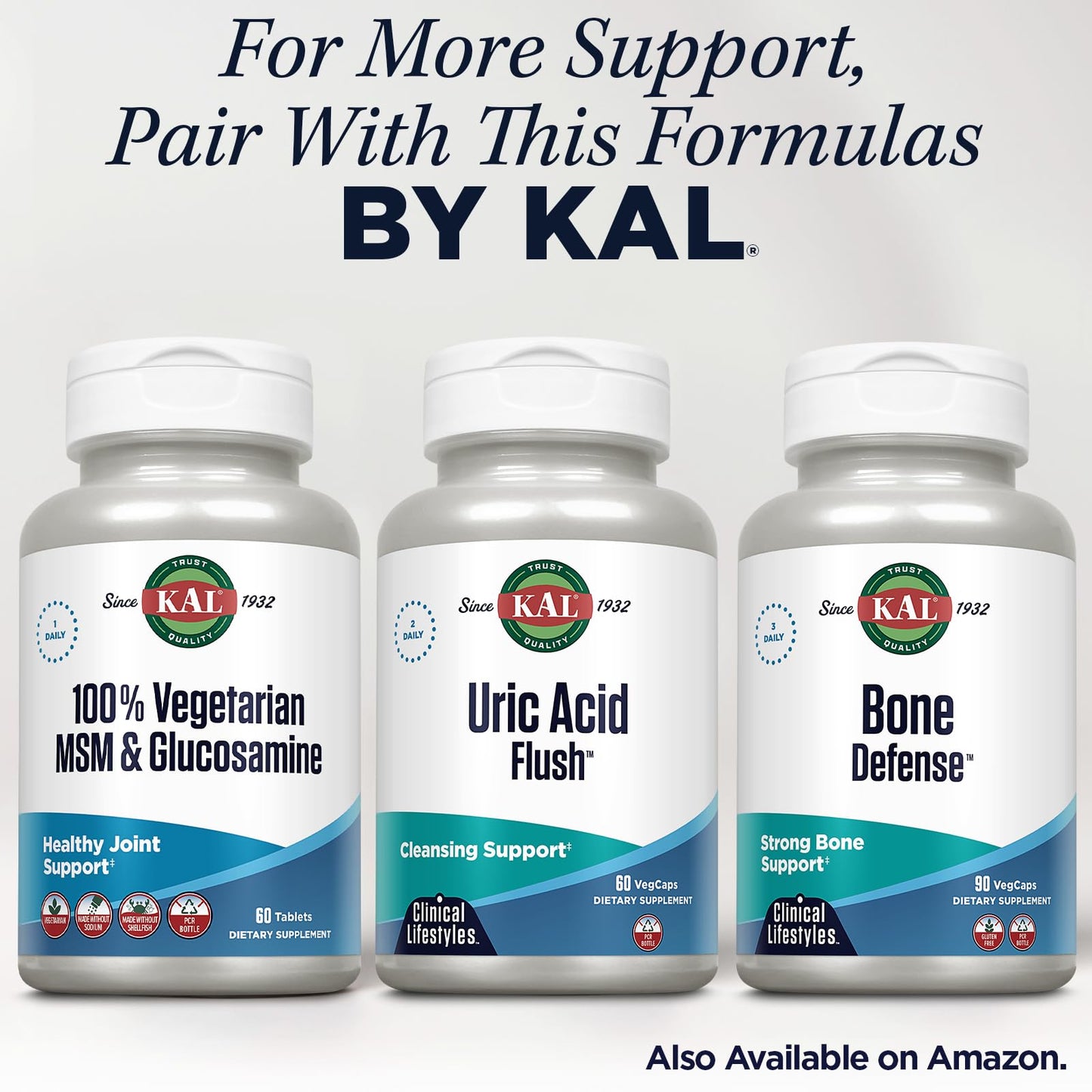 KAL 100% Vegetarian MSM and Glucosamine Supplement for Women, 60 Tablets