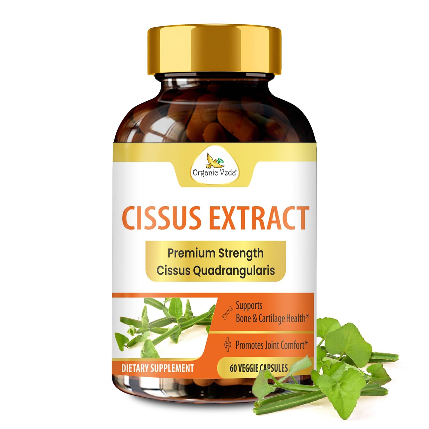 Organic Veda Cissus Quadrangularis Extract 1200mg Capsules, 60 Vegan Capsules
