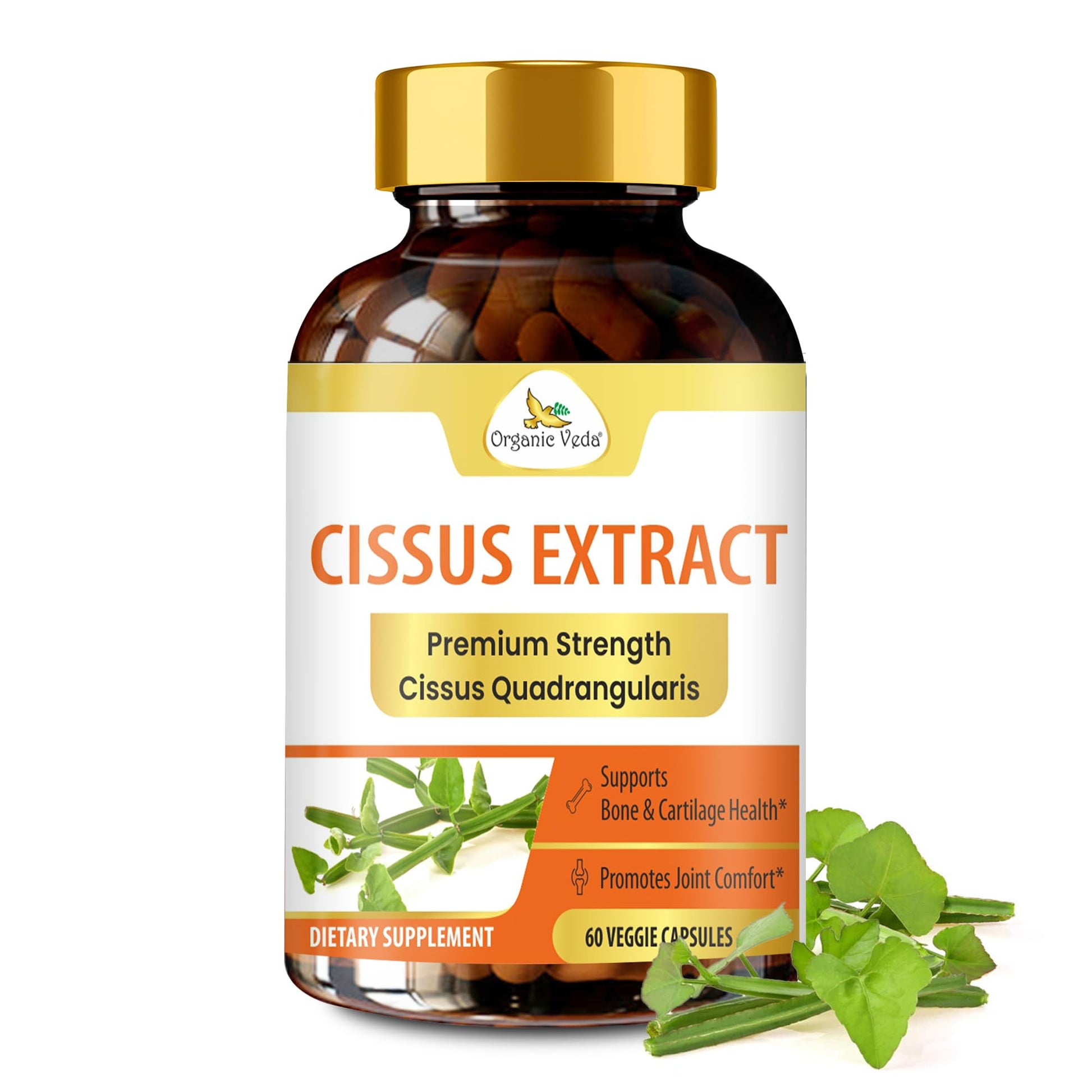 Organic Veda Cissus Quadrangularis Extract 1200mg Capsules, 60 Vegan Capsules