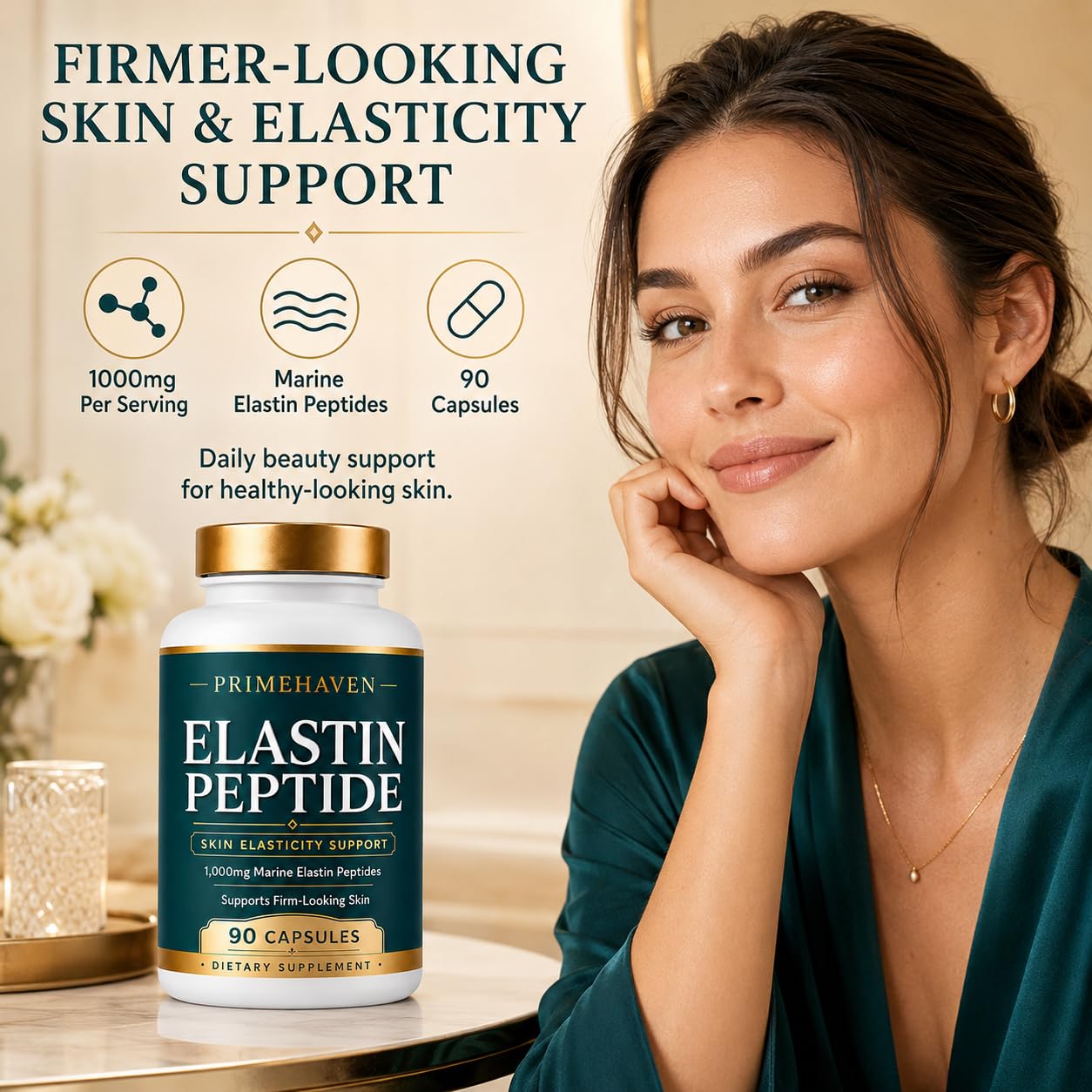 DROWZEN Elastin Peptides Skin Tightening Formula Capsules, 90 Count