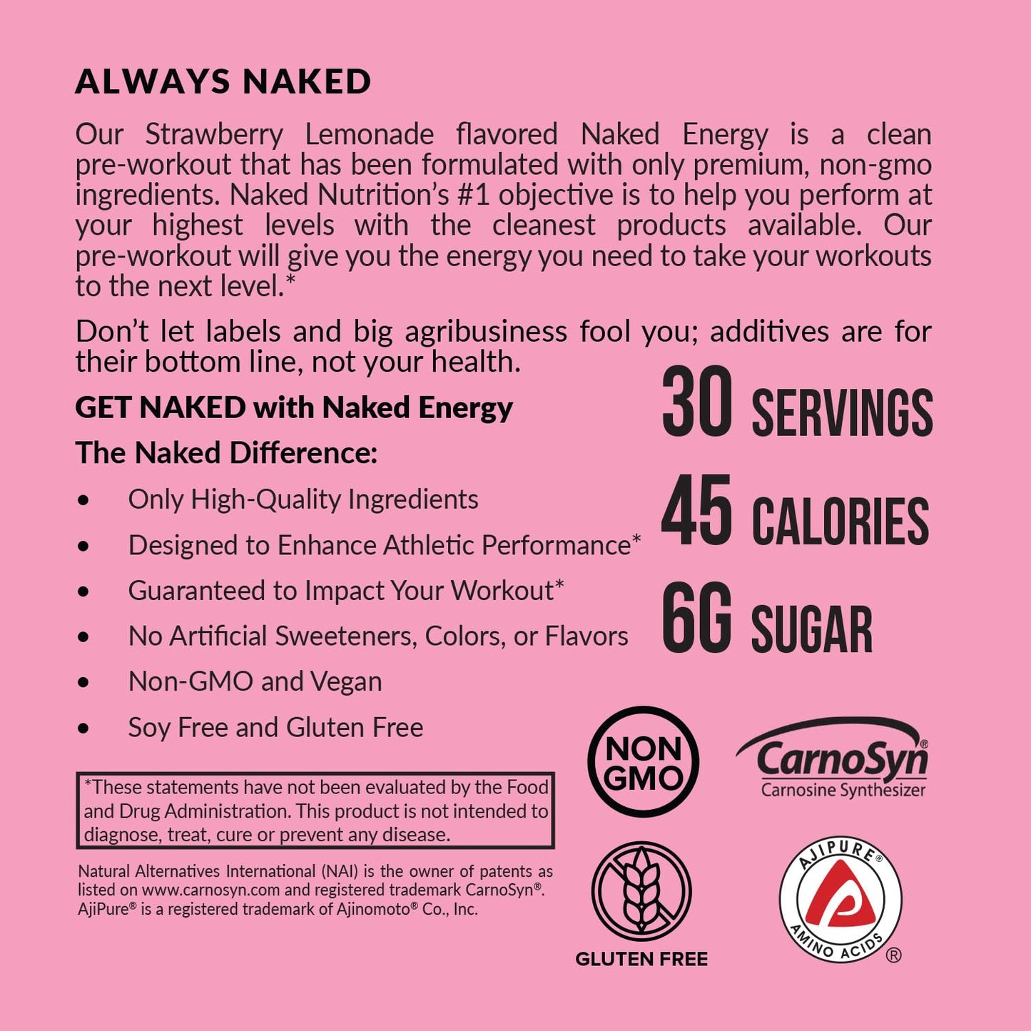 NAKED Strawberry Lemonade Energy Pre-Workout Powder, 16.9 oz