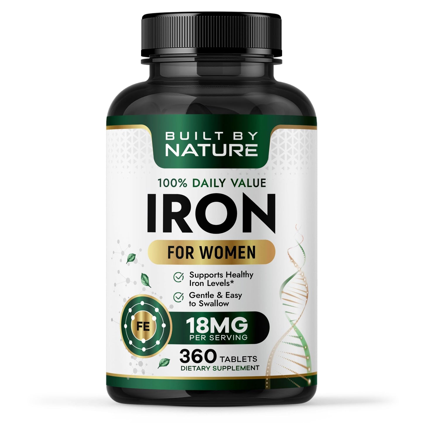 Built by Nature Iron Supplement for Women 18 mg, 360 Tablets