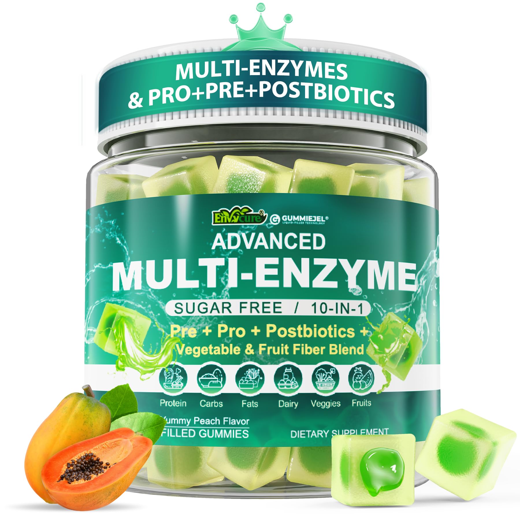 EnvyCure Digestive Enzymes Gummies 60 Count