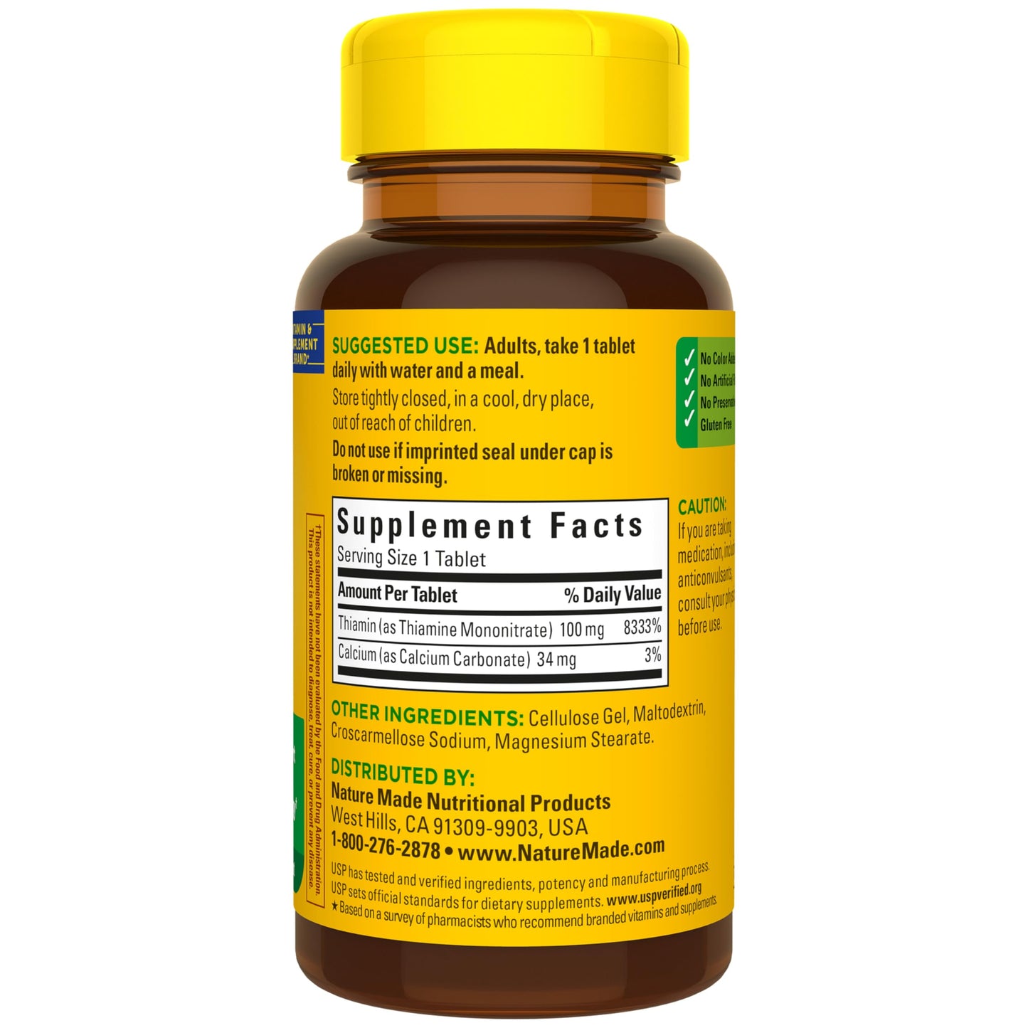 Nature Made Vitamin B1 Thiamine Tablet, 100 Tablets