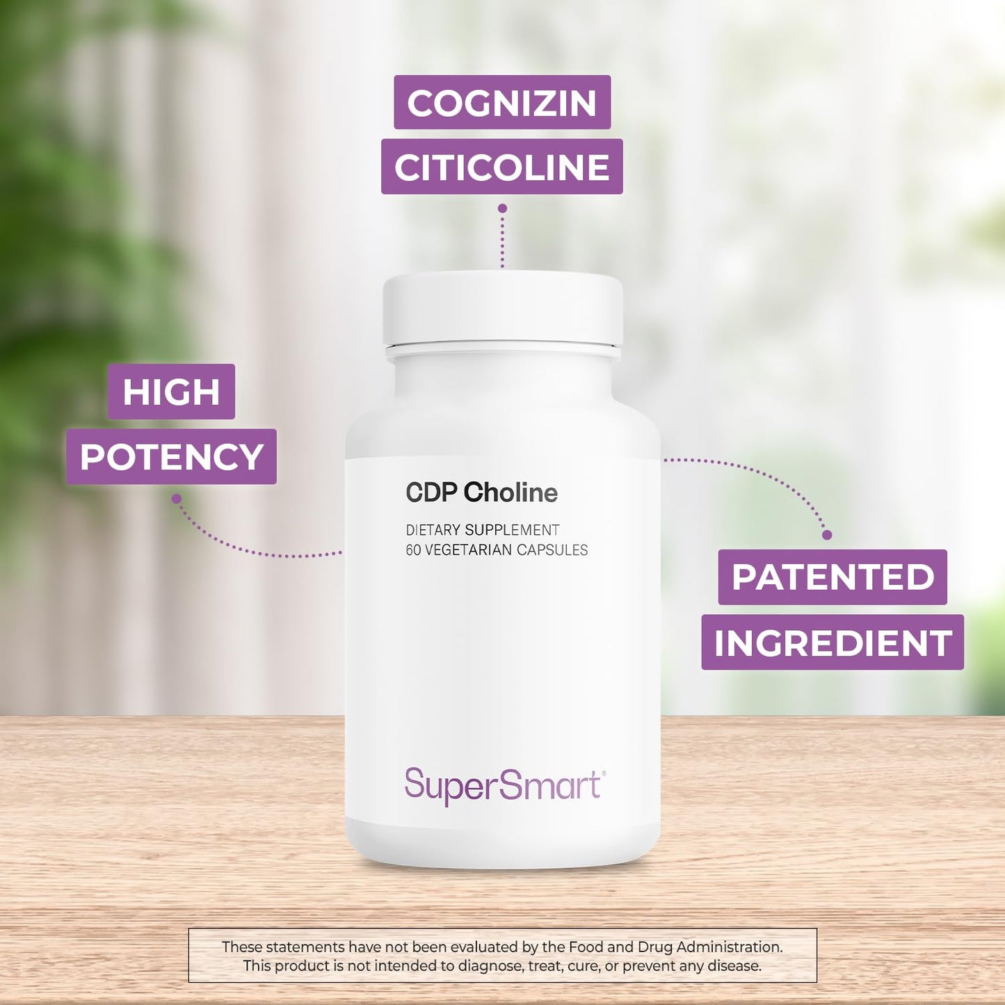 Supersmart CDP Choline 1000mg Cognizin Citicoline Supplement Capsule 60 Count