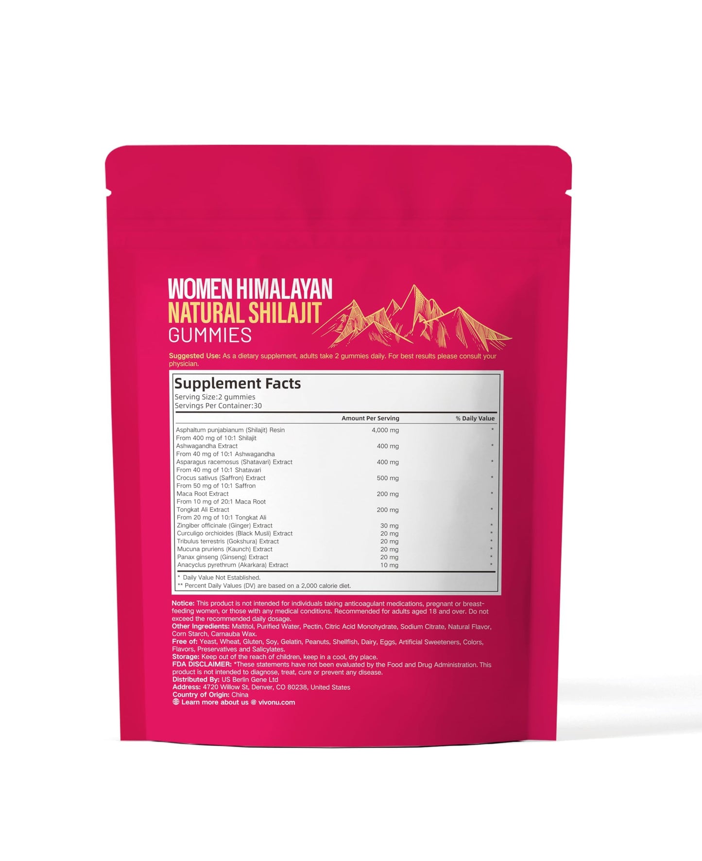 VivoNu Shilajit for Women Gummies, 60 Count