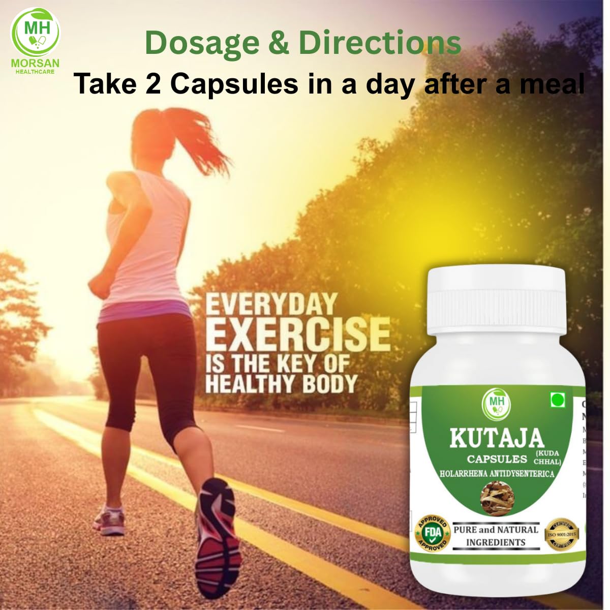 Morsan Healthcare Kutaja Capsules 500 mg (9:1 Extract) – Holarrhena Antidysenterica for Men & Women, 60 Capsules