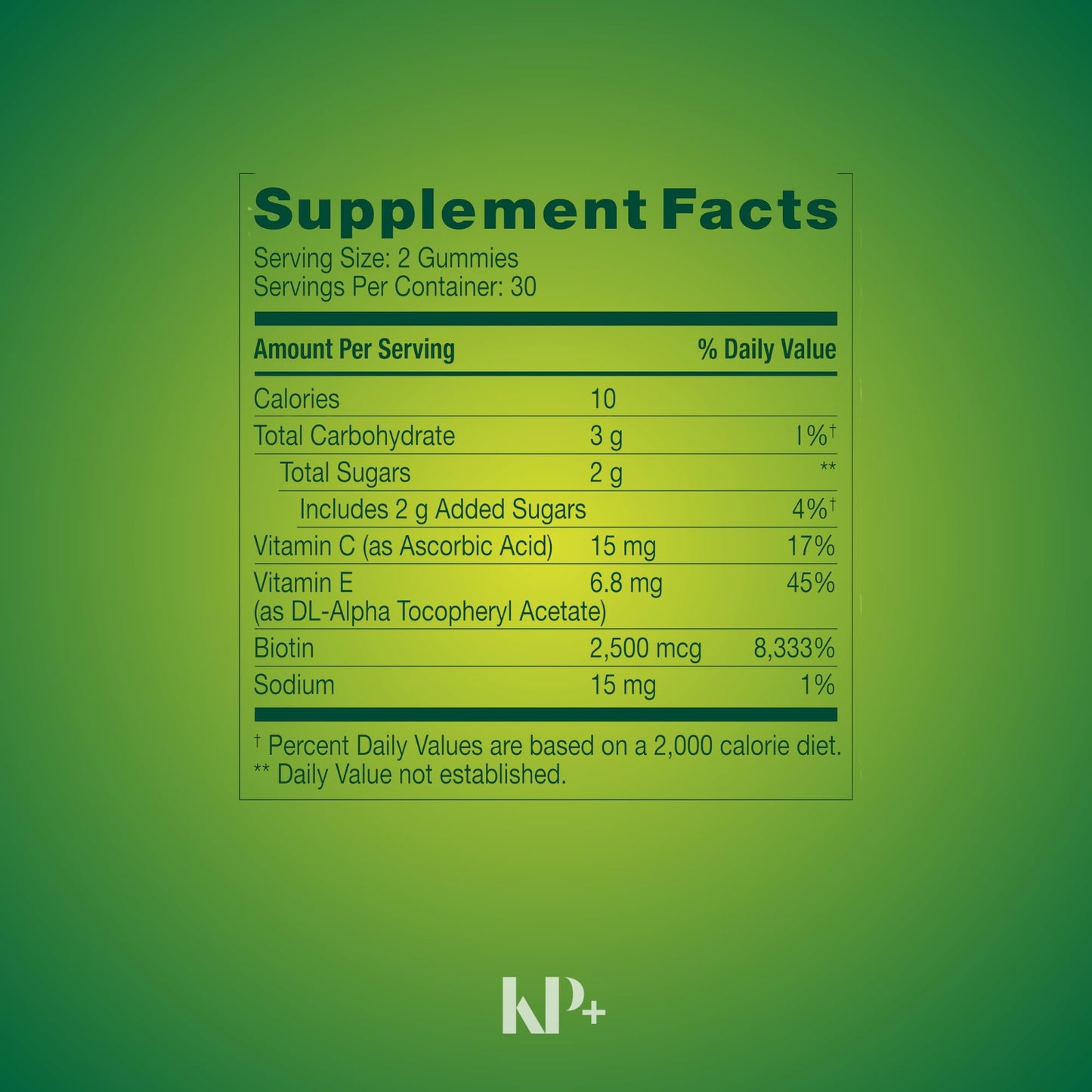 KP+ Hair, Skin & Nails Biotin 2,500 mcg Tablet, 60 Tablets