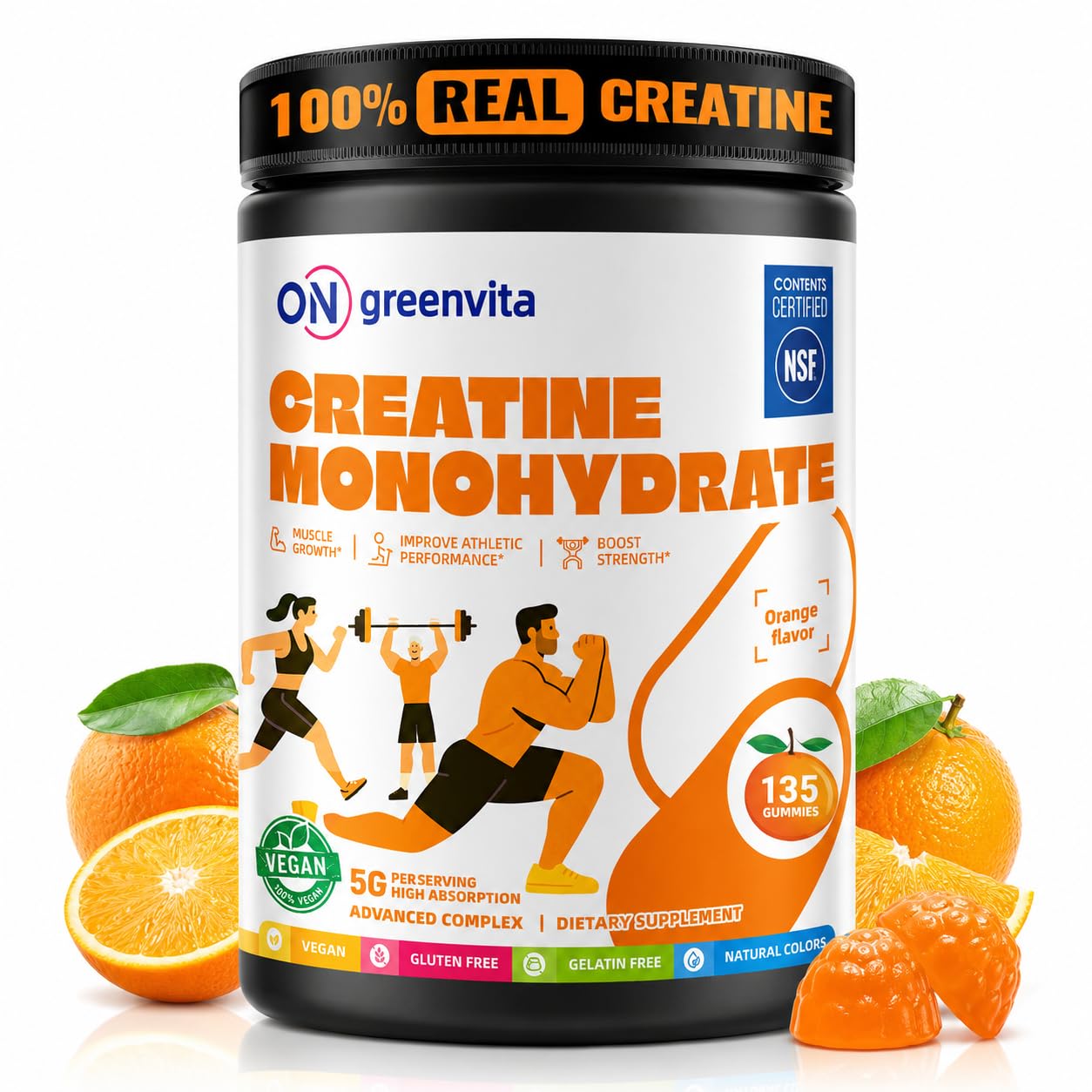 ON GREENVITA NUTRITION Creatine Monohydrate Gummies 135 Gummies