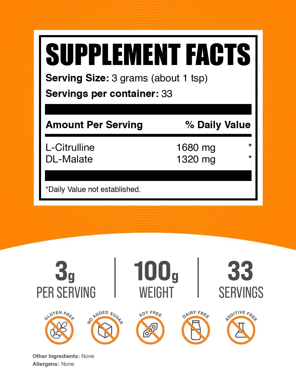 BulkSupplements L-Citrulline DL-Malate 1:1 Powder, 3.5 oz