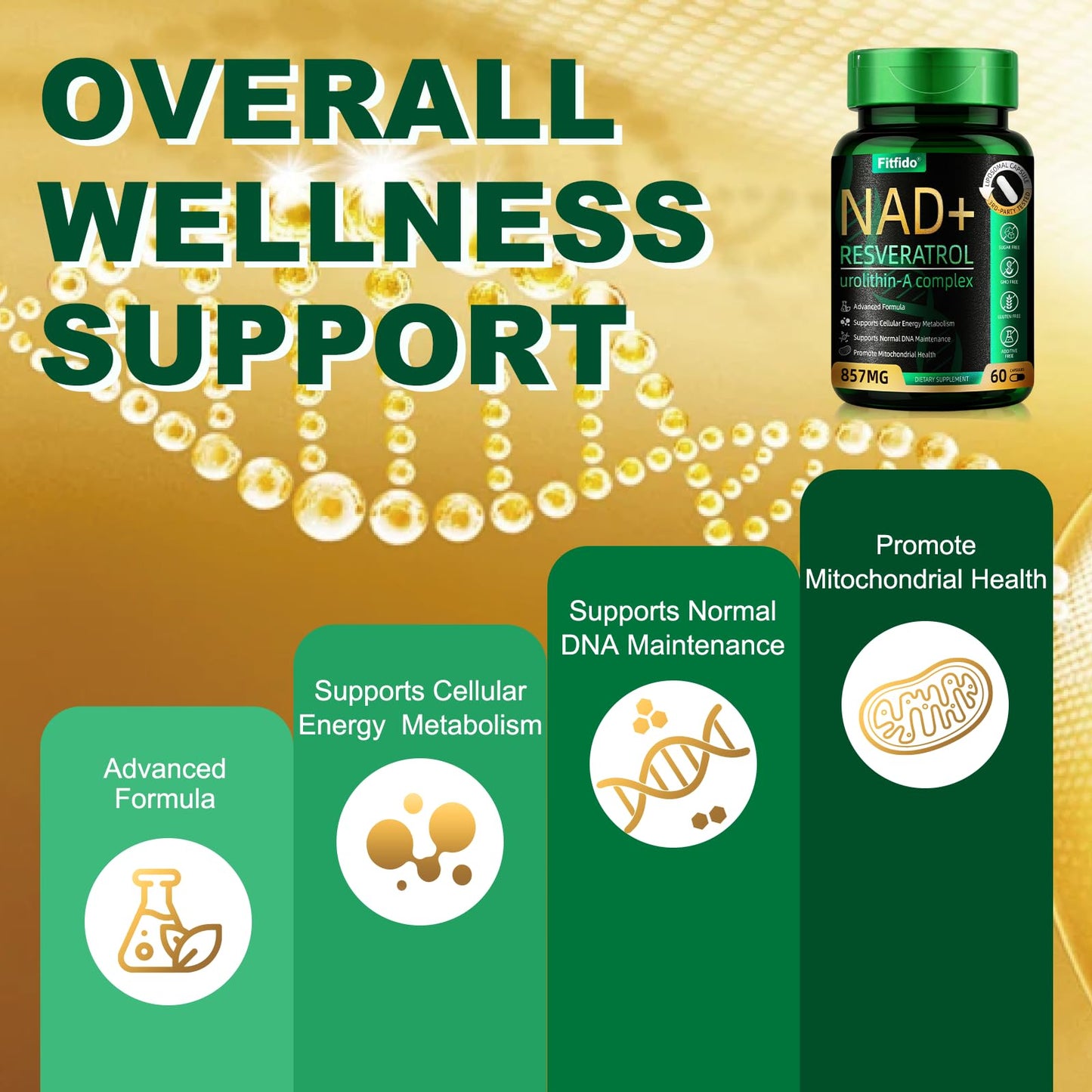 Fitfido Liposomal NAD+ Resveratrol Complex 400mg Capsule, 60 Capsules