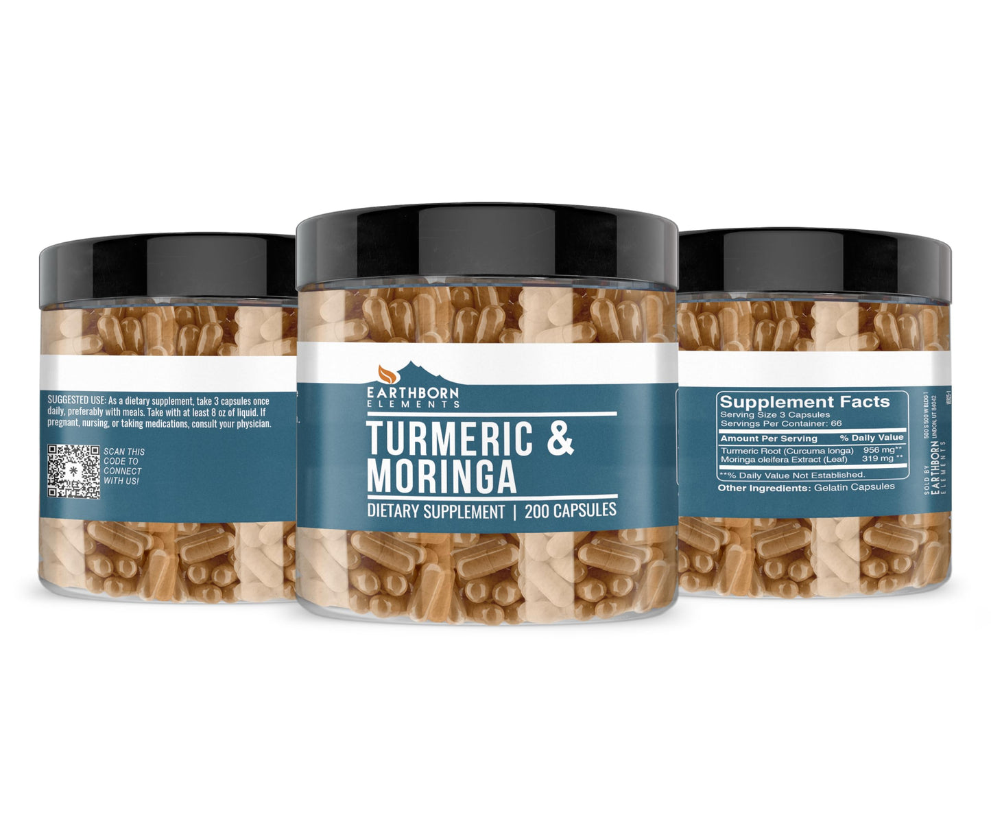 Earthborn Elements Turmeric & Moringa Capsules, 200 Count