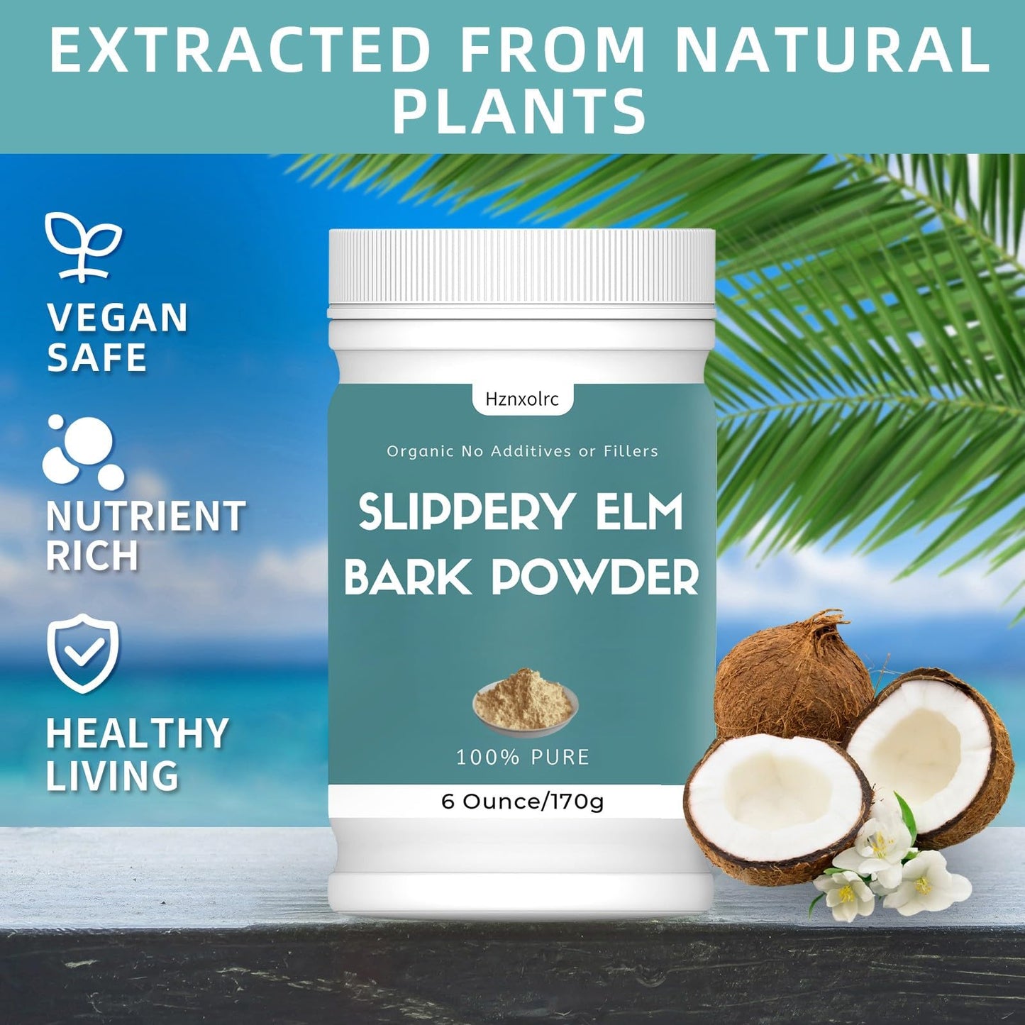 Hznxolrc Organic Slippery Elm Bark Powder, 6 oz