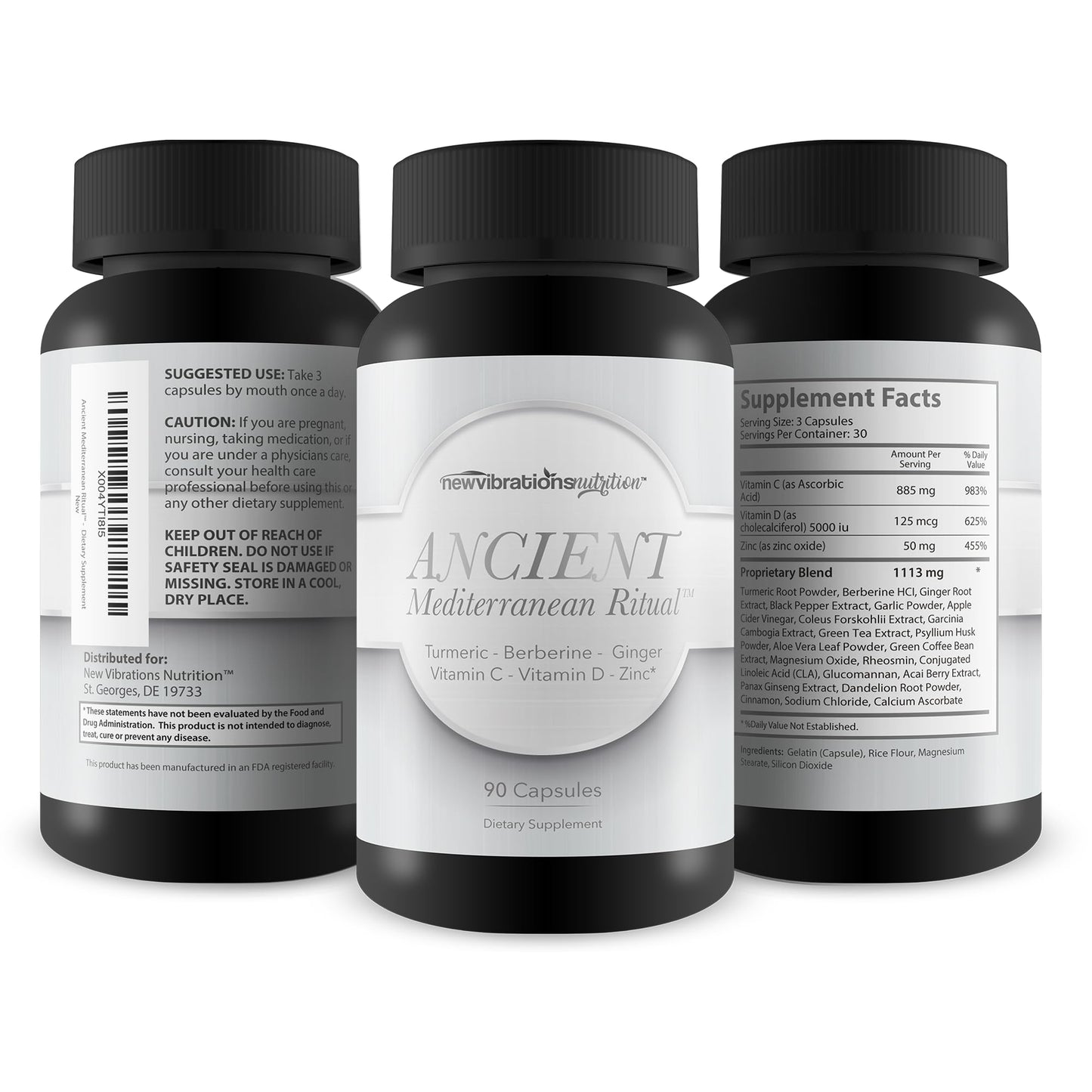 New Vibrations Nutrition Ancient Mediterranean Ritual Immunity Gut Detox Capsule 90 Count