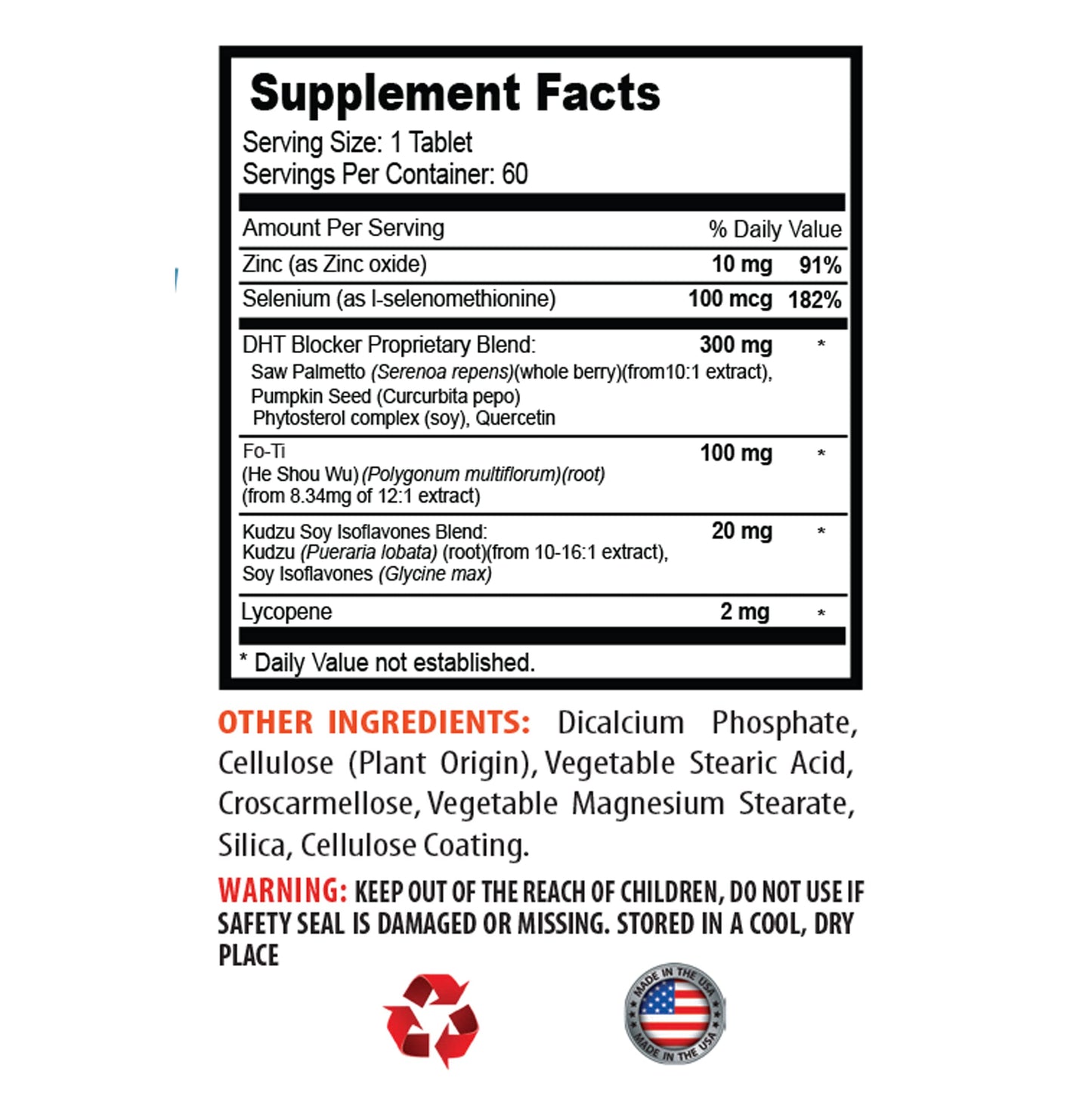 Sport Supplements Hair Growth DHT Blocker Biotin-Free Capsule 120