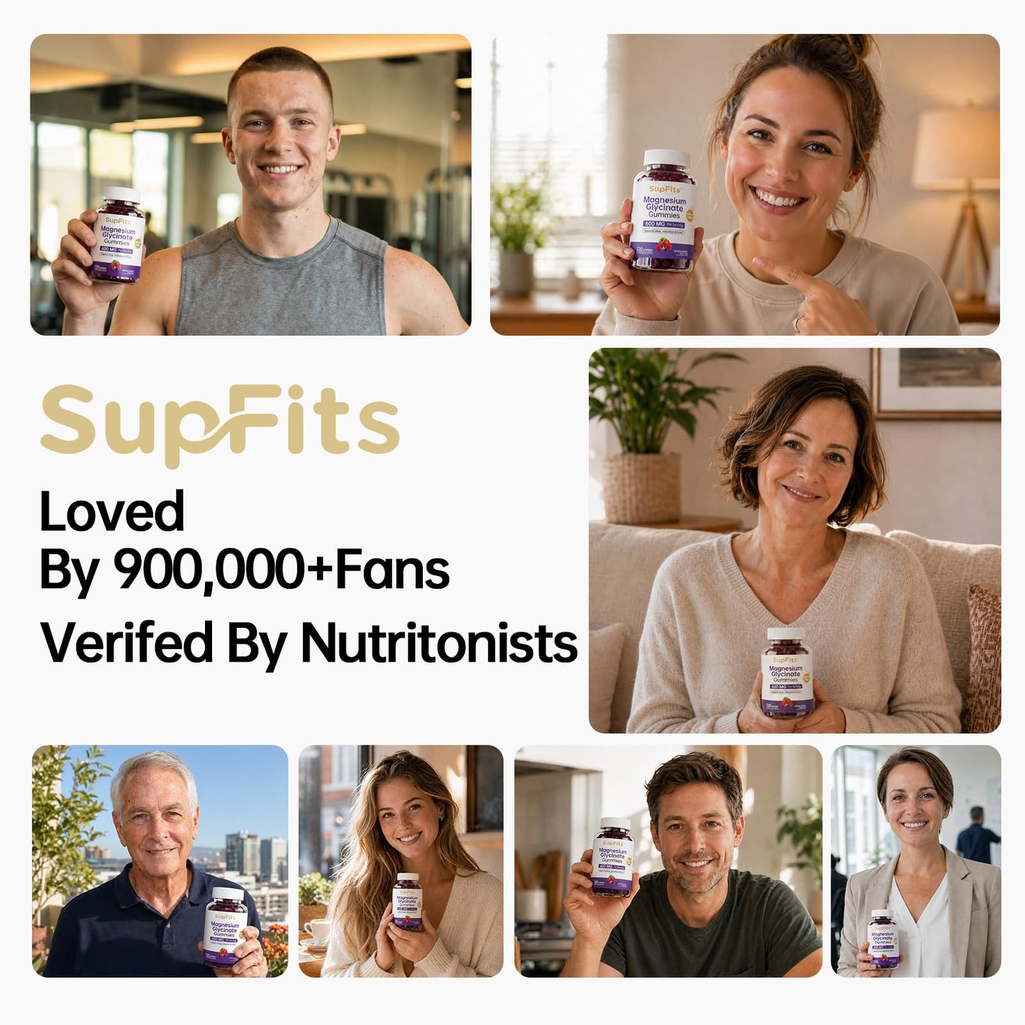 Supfits Magnesium Glycinate Gummies 600mg, 120 Count