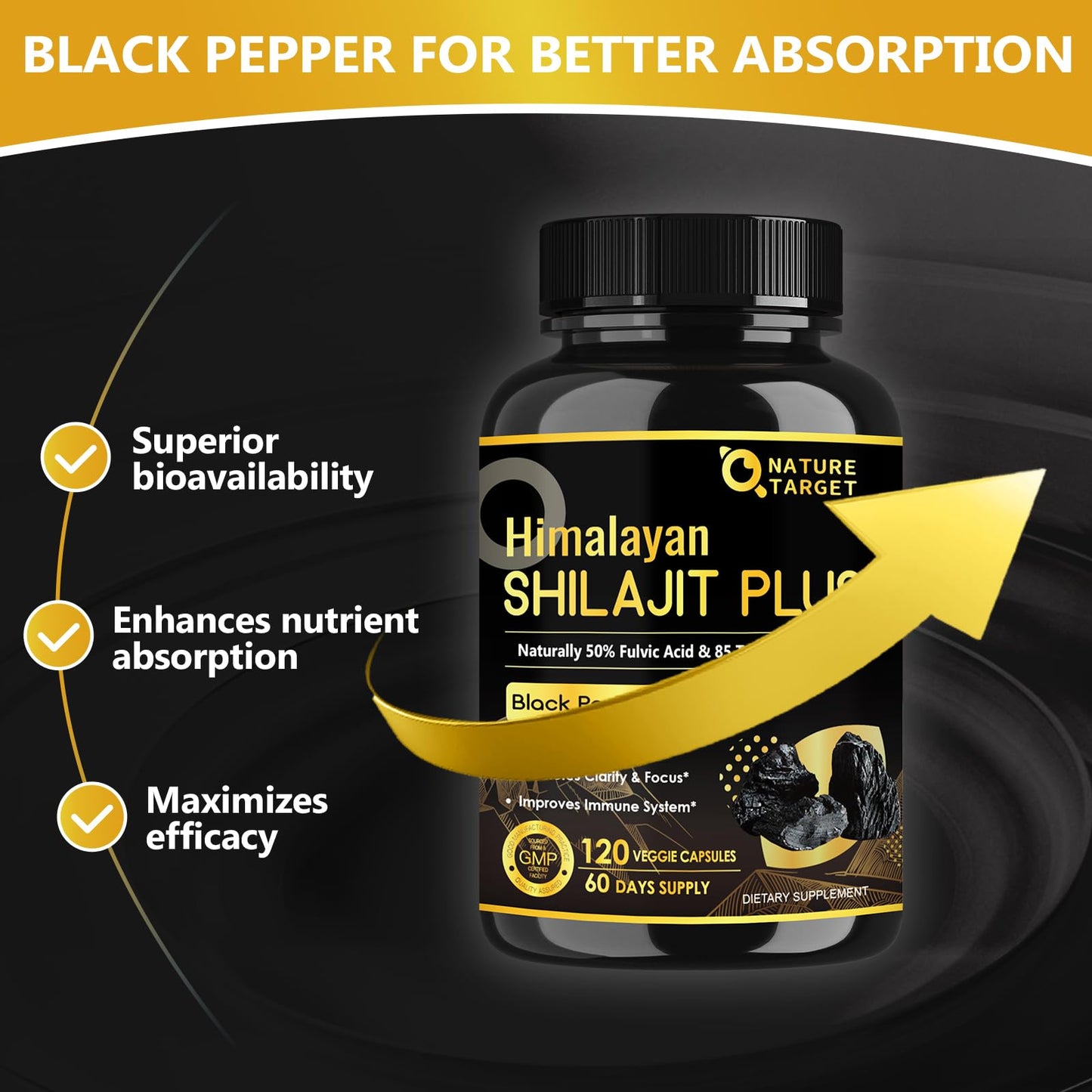 Nature Target Pure Himalayan Shilajit 500mg Capsules 120