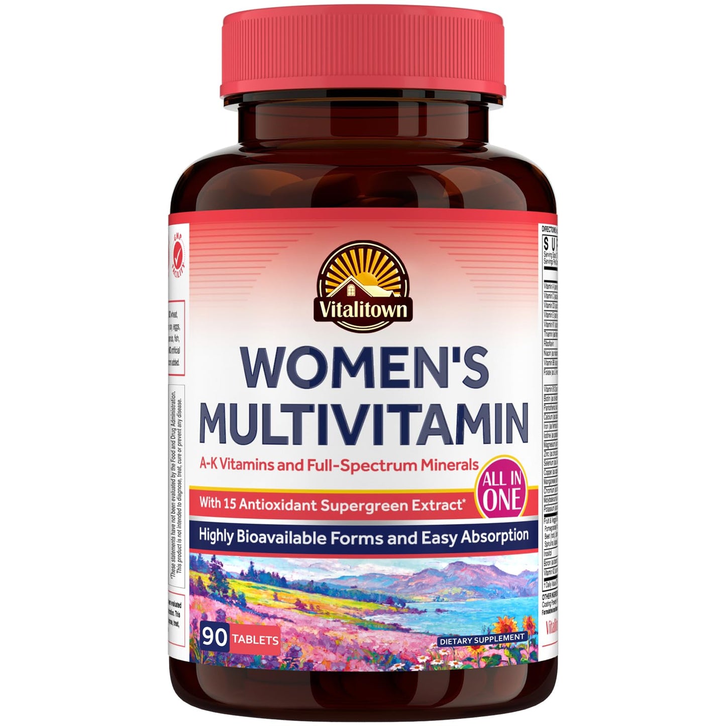 Vitalitown Women’s Multivitamin, Methylated Multivitamins & Multiminerals, A-K Vitamins, Iron, Zinc, Supergreens & More, Women’s Wellness, Hair Growth, High Absorption, Easy to Swallow, 90 Tablets