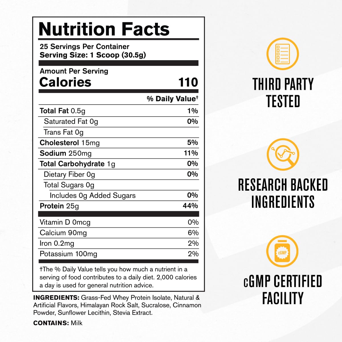 Jacked Factory Authentic ISO Grass Fed Whey Protein Isolate Powder - Low Carb, Non-GMO Muscle Building Protein with No Fillers, Post Workout Recovery, Cinnamon Cereal Splash, 25 Servings
