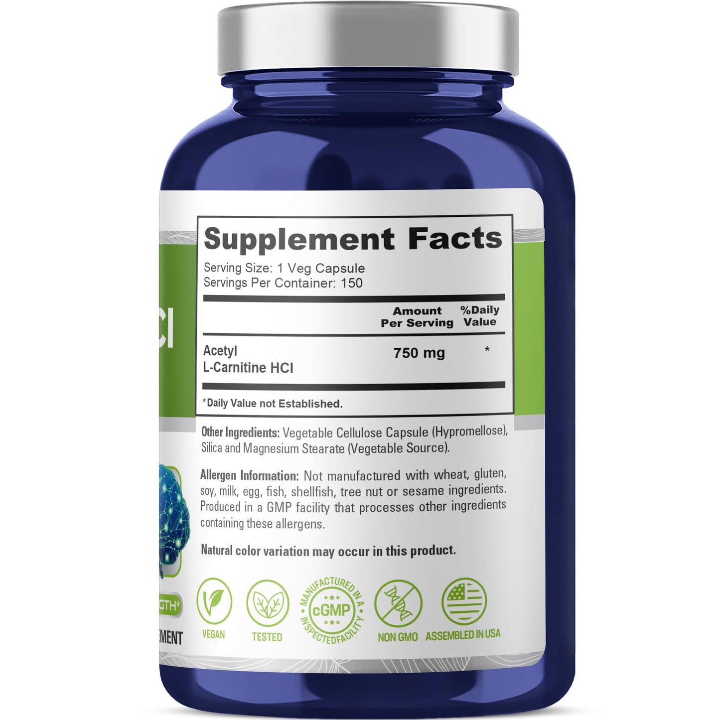 NusaPure Acetyl-L-Carnitine Capsule, 150 Veggie Caps