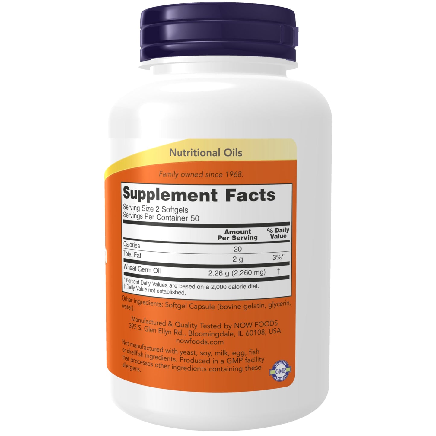 NOW Foods Wheat Germ Oil 1,130 mg with Essential Fatty Acids (EFAs) Softgels, 100 Softgels