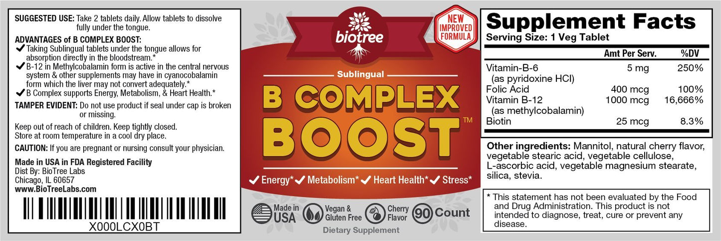 BioTree Labs Vitamin B Complex Tablet 90 Count