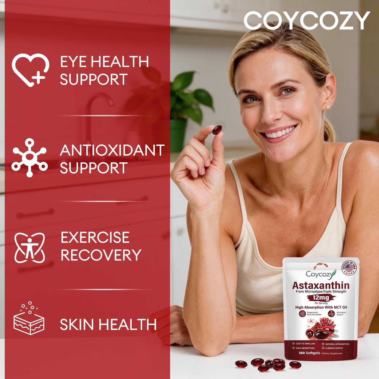 coycozy Astaxanthin 12mg Natural Softgels 180