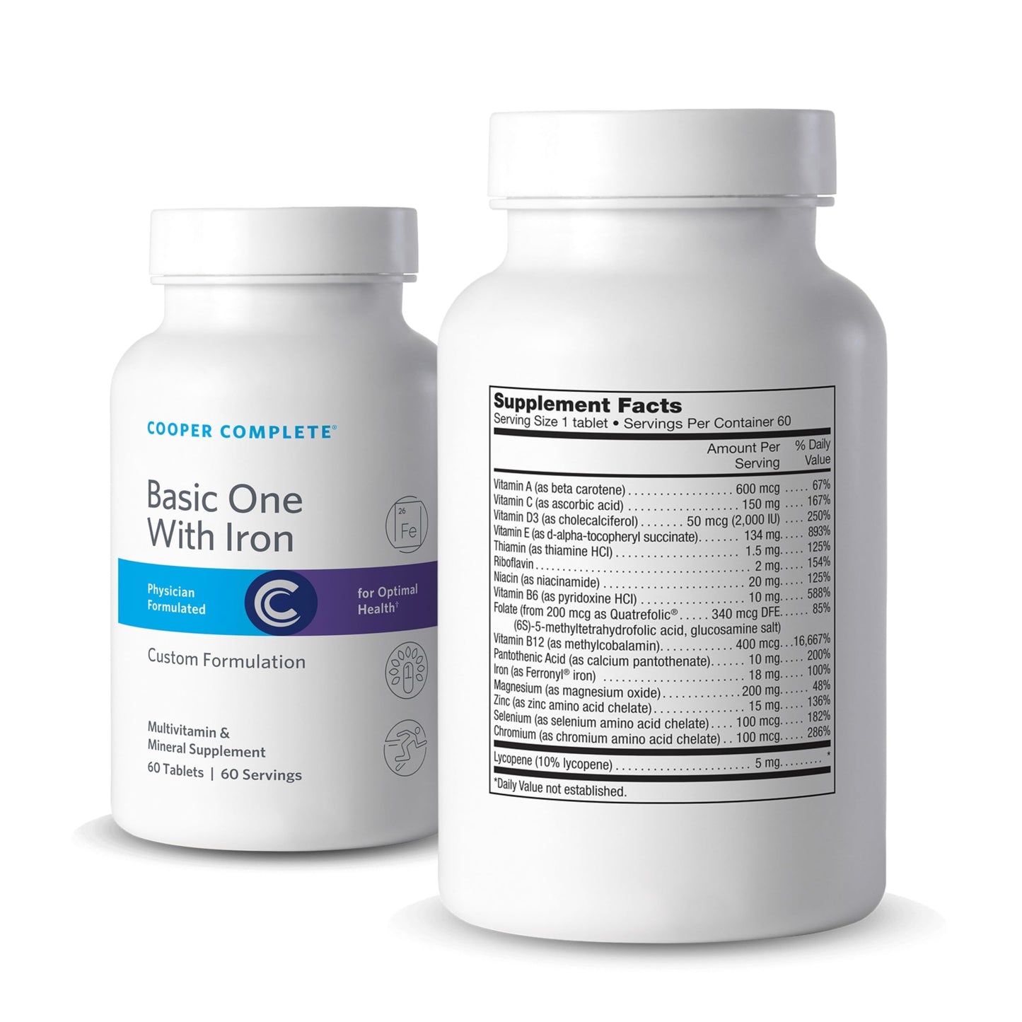 Cooper Complete Basic One Multivitamin with Iron Tablets 120 Count