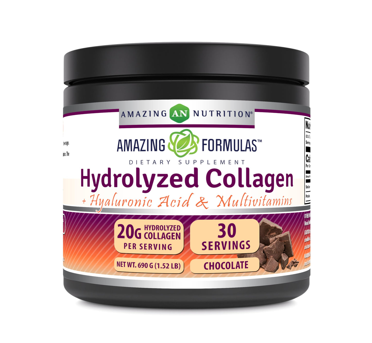 Amazing Nutrition Hydrolyzed Collagen with Hyaluronic Acid & Multivitamins Supplement Powder 30 Servings