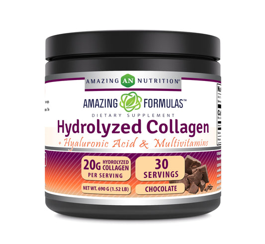 Amazing Nutrition Hydrolyzed Collagen with Hyaluronic Acid & Multivitamins Supplement Powder 30 Servings