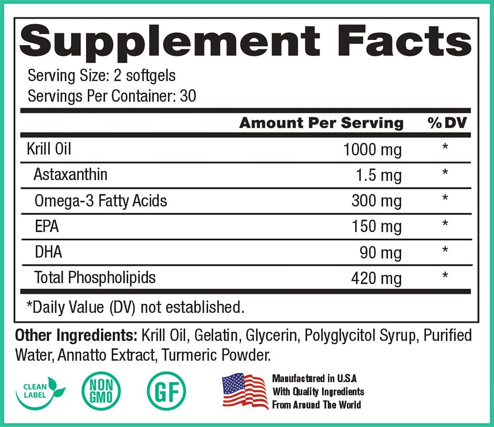 Peak Pure & Natural Krill Oil Supplement Softgels 60
