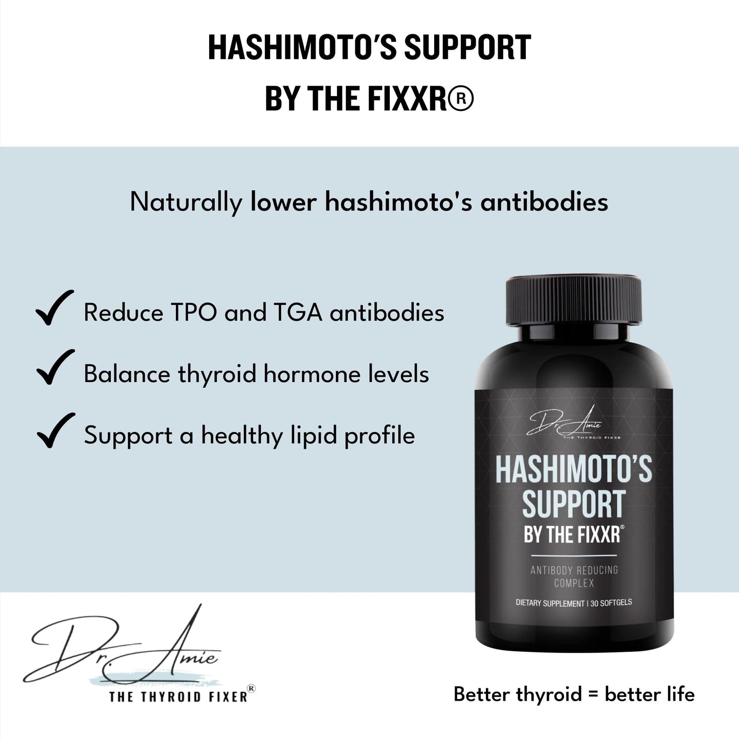 Fixxr Hashimoto's Support by Dr. Amie Antibody Reducing Complex Softgels, 30 Count