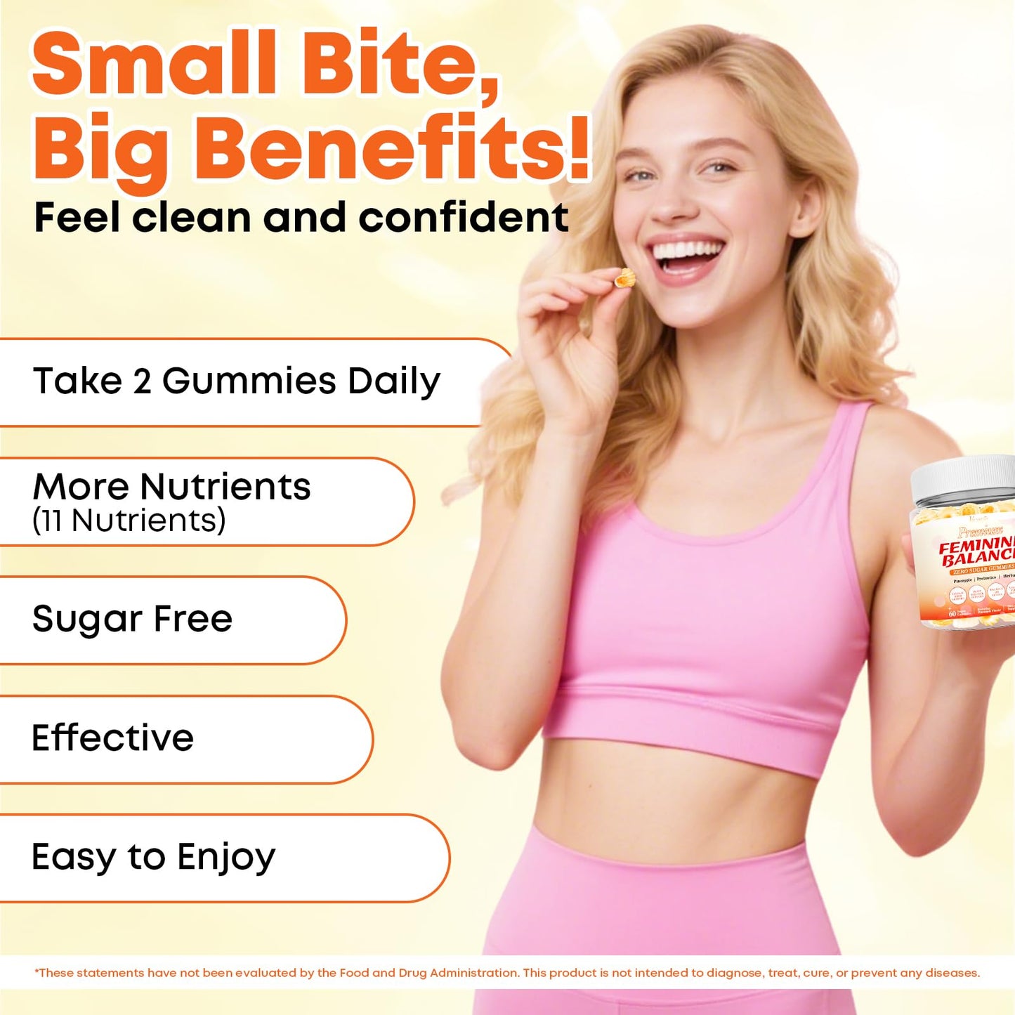 Vazatisi Feminine Balance Gummies for Women’s Pineapple PH Balance, Healthy Odor, Yeast Balance & Flora, Vegetarian Friendly, Sugar Free, 120 Gummies