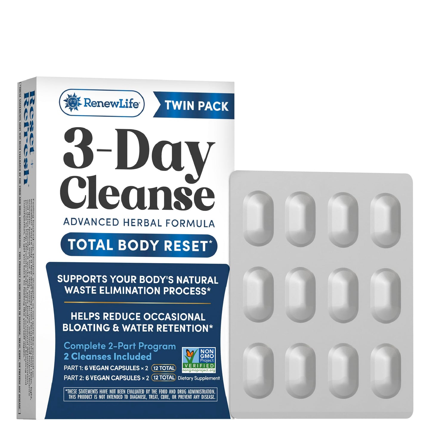 Renew Life 3 Day Cleanse Twin Pack Advanced Herbal Formula 24 Capsules