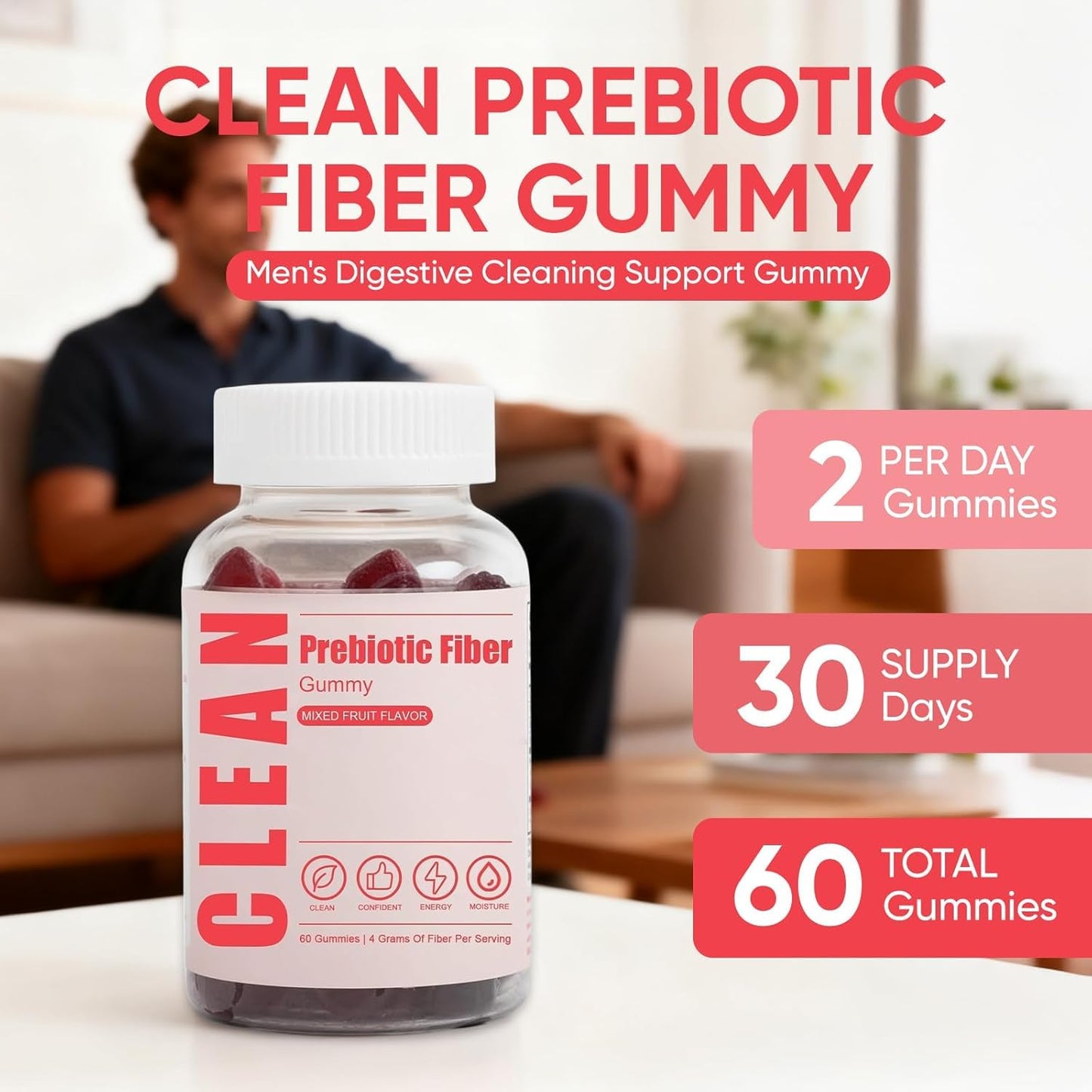 6525080 Clean Prebiotic Fiber Gummy, 1 Count