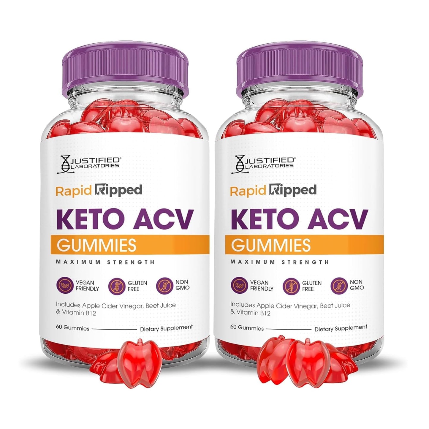 Justified Laboratories Rapid Ripped Keto ACV Gummies (1000 mg) 120 Gummies