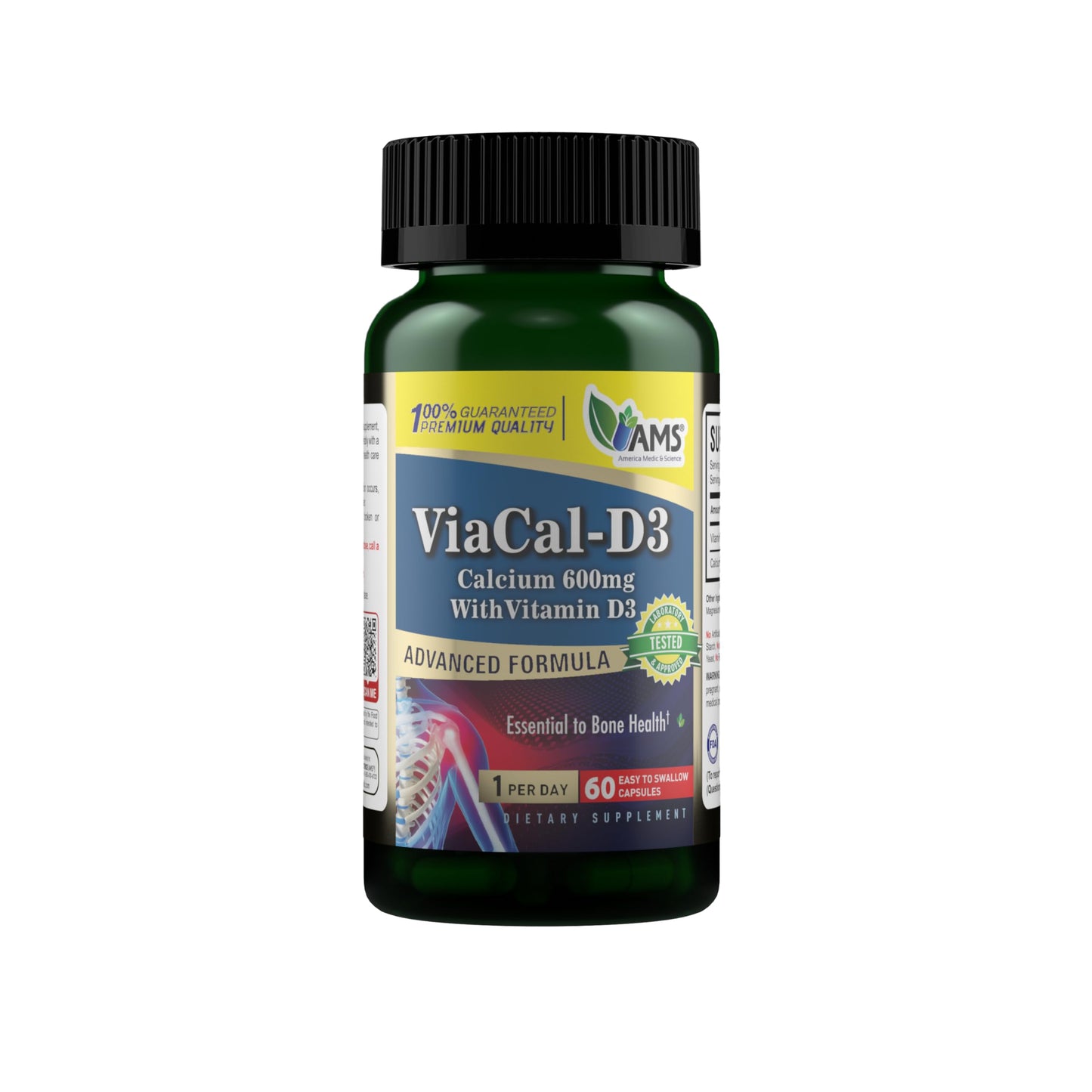 America Medic & Science ViaCal-D3 Calcium 600mg with Vitamin D3 Capsule, 60 Capsules