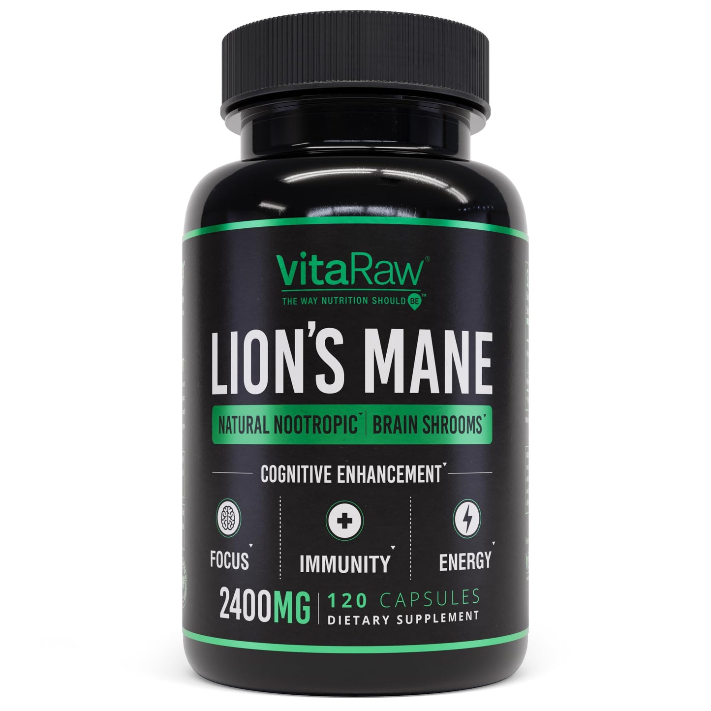 VitaRaw Glutathione for Immune Support + Organic Lions Mane Mushroom Capsules, 240 Capsules