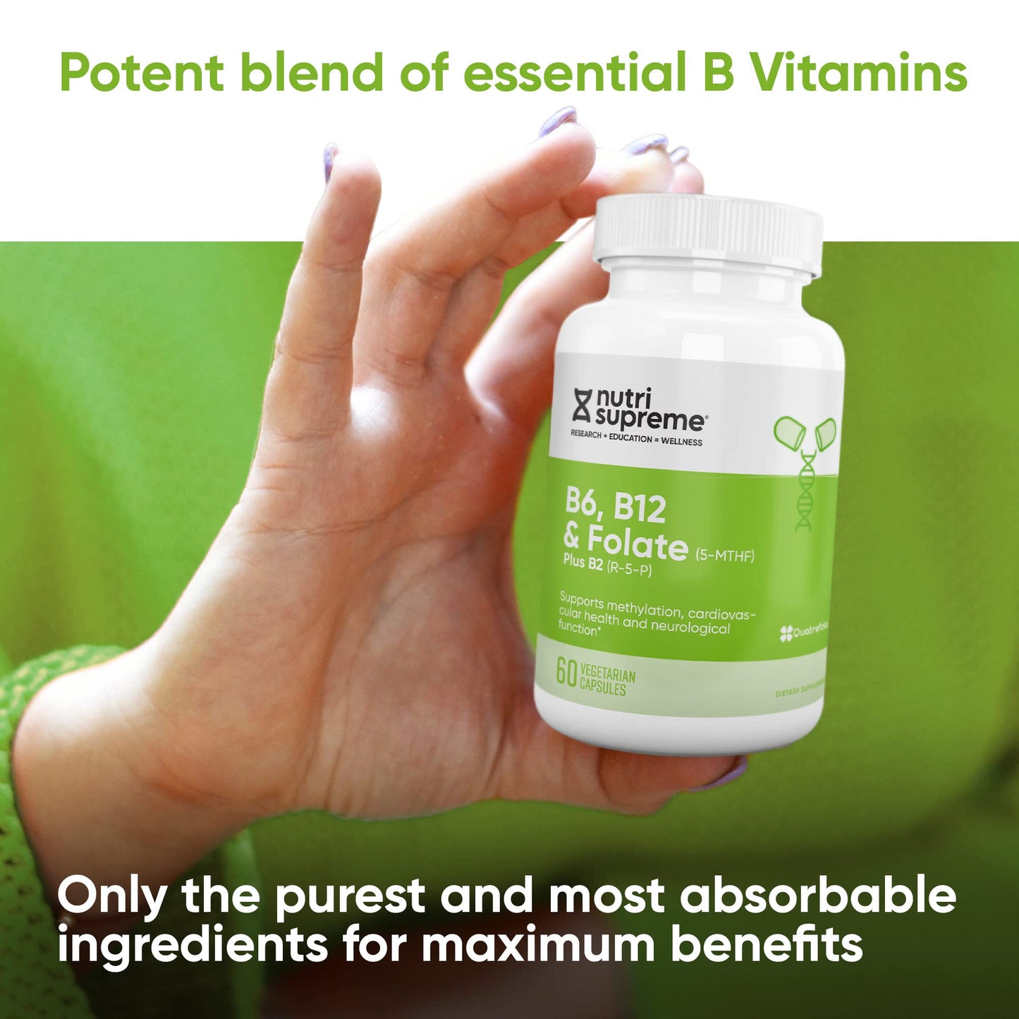 NUTRI-SUPREME RESEARCH Folate with B6 and B12 Capsule, 60 Count