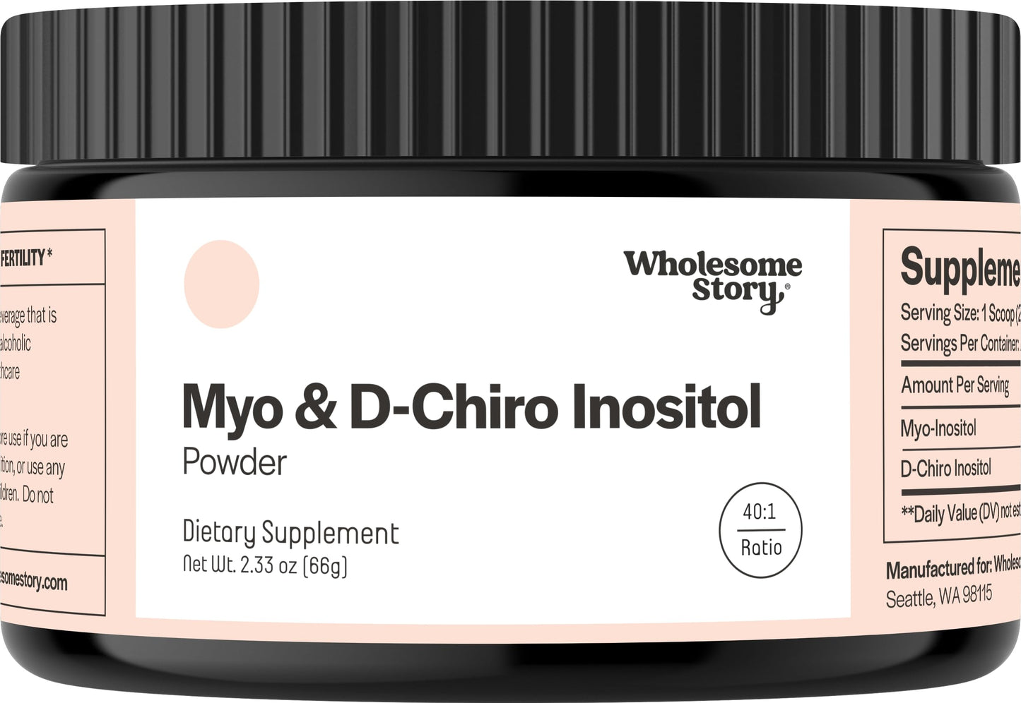 Wholesome Story Myo-Inositol & D-Chiro Inositol Supplement Powder, Vitamin B8, 2.33 Ounce