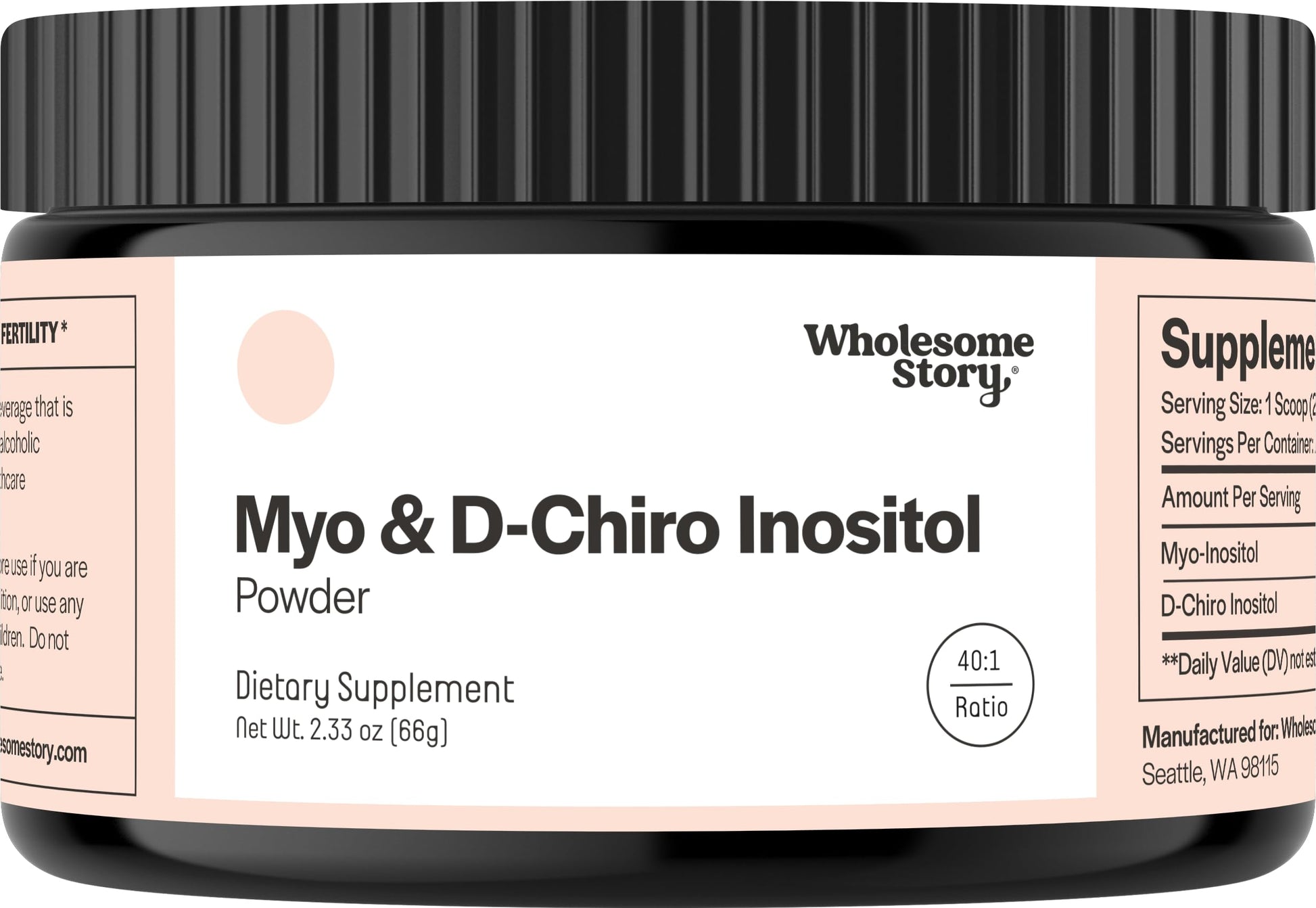 Wholesome Story Myo-Inositol & D-Chiro Inositol Supplement Powder for Women 2.33 oz