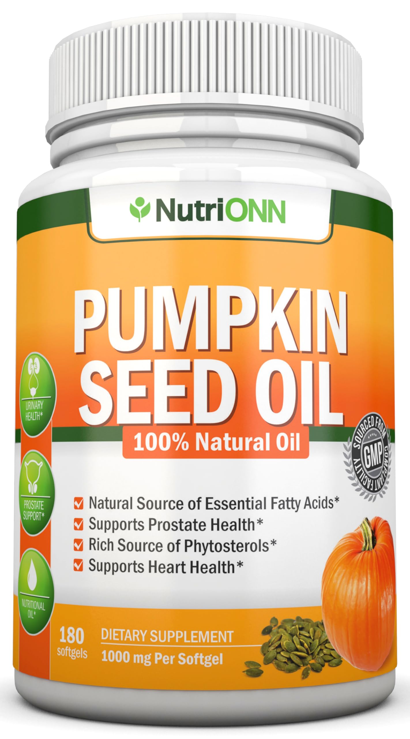 NutriONN Pumpkin Seed Oil 1000mg Softgels 180