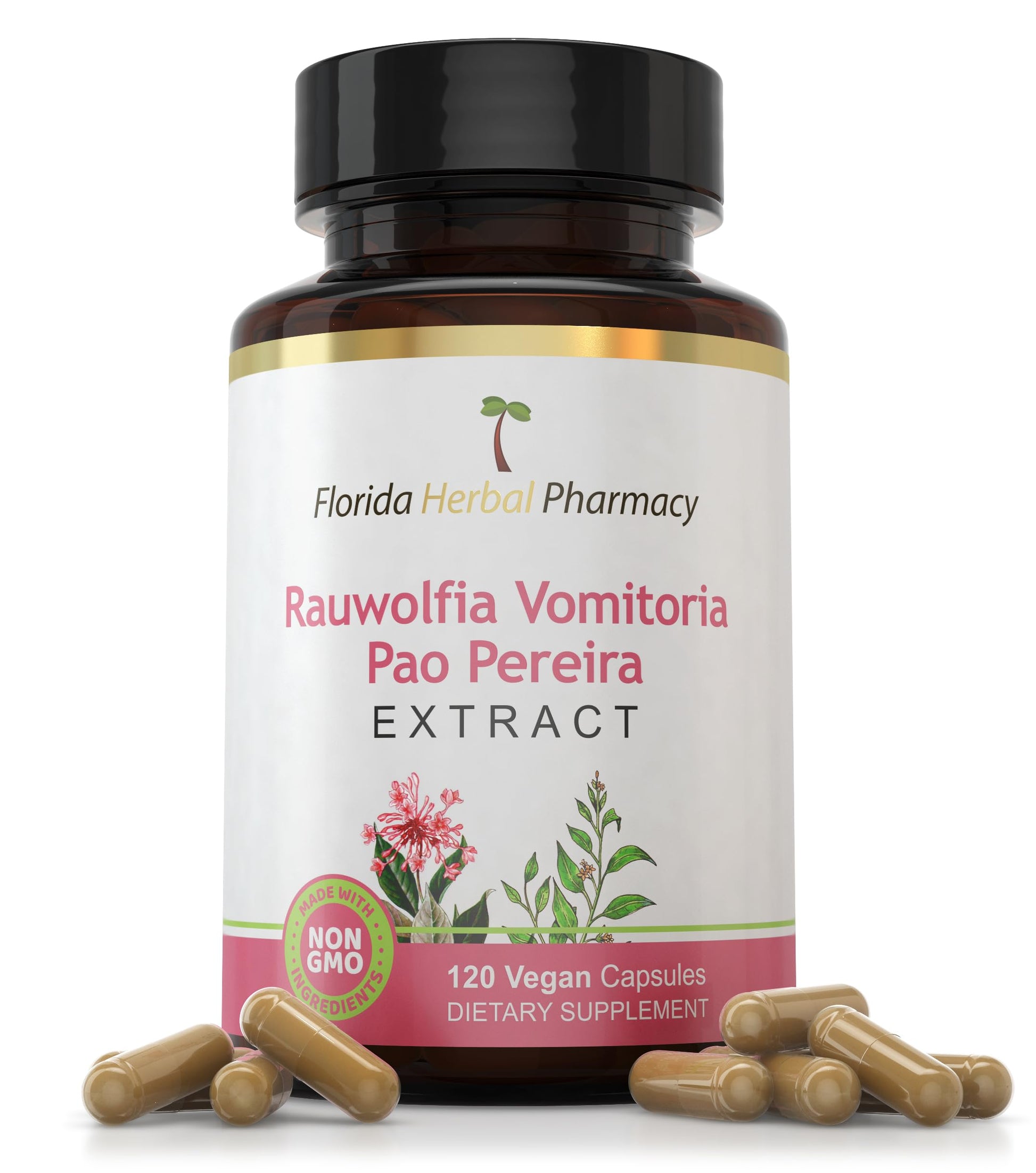 Florida Herbal Pharmacy Pao Pereira Rauwolfia Extract Capsules 10:1, 120 Capsules