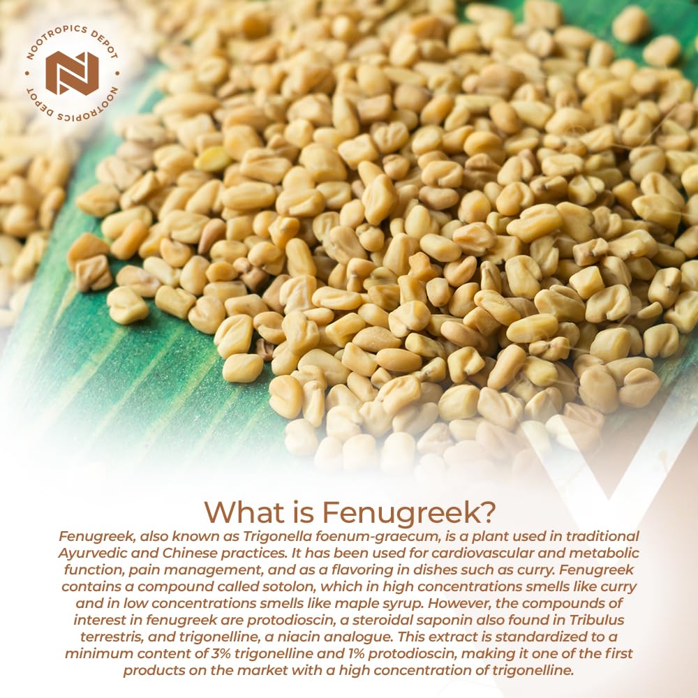 Nootropics Depot Fenugreek Extract Capsules 500mg, 180 Count