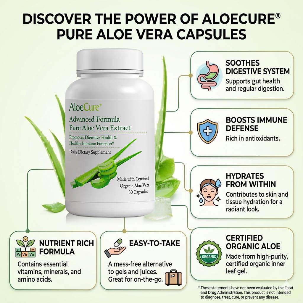 AloeCure Aloe Vera Capsules 3 Bottles